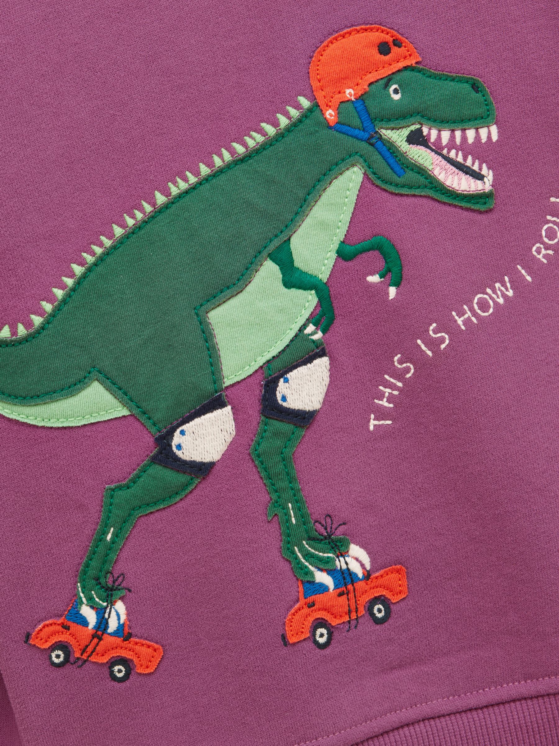 Kids' Purple Dino Crew Neck Sweatshirt - Image 3 of 5