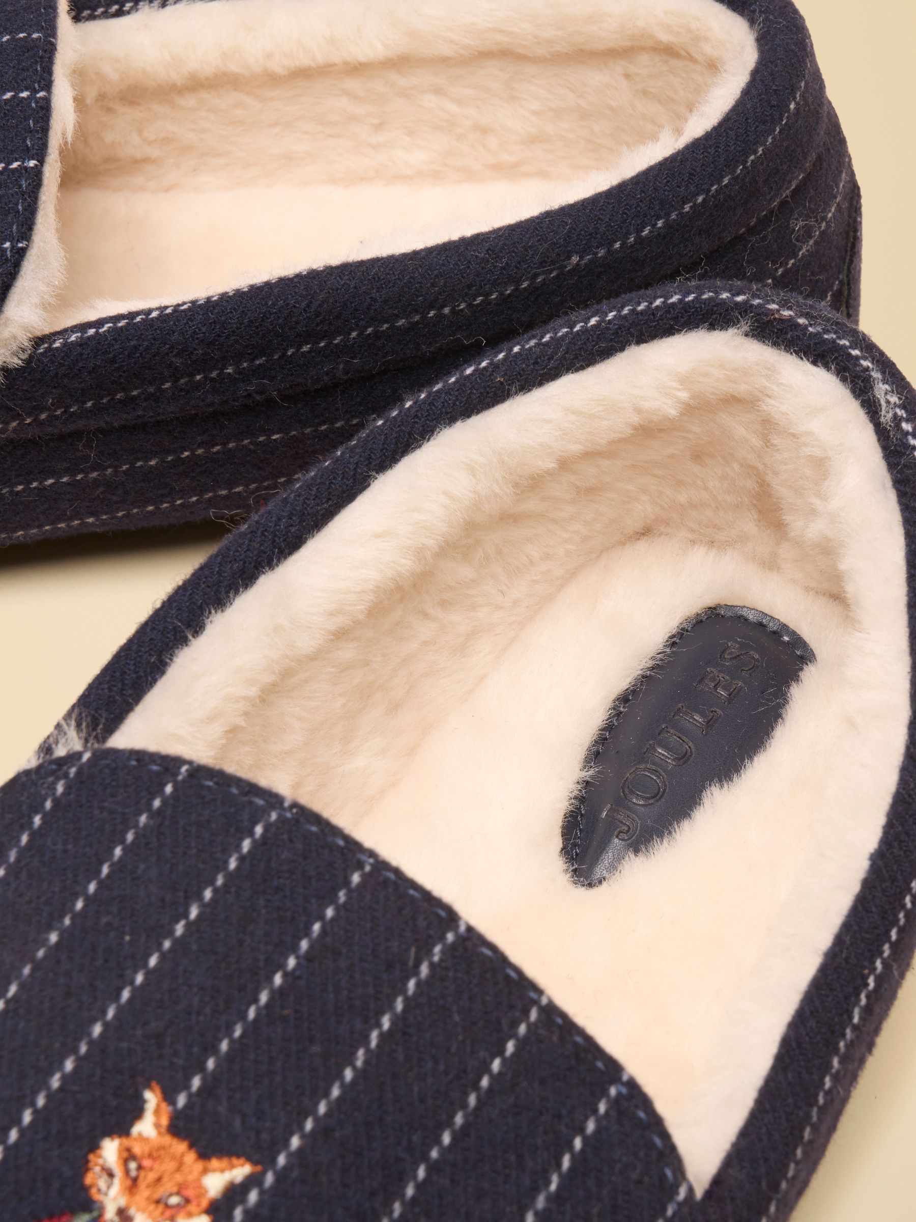 Moccasin Navy Fox Embroidered Slippers - Image 6 of 6