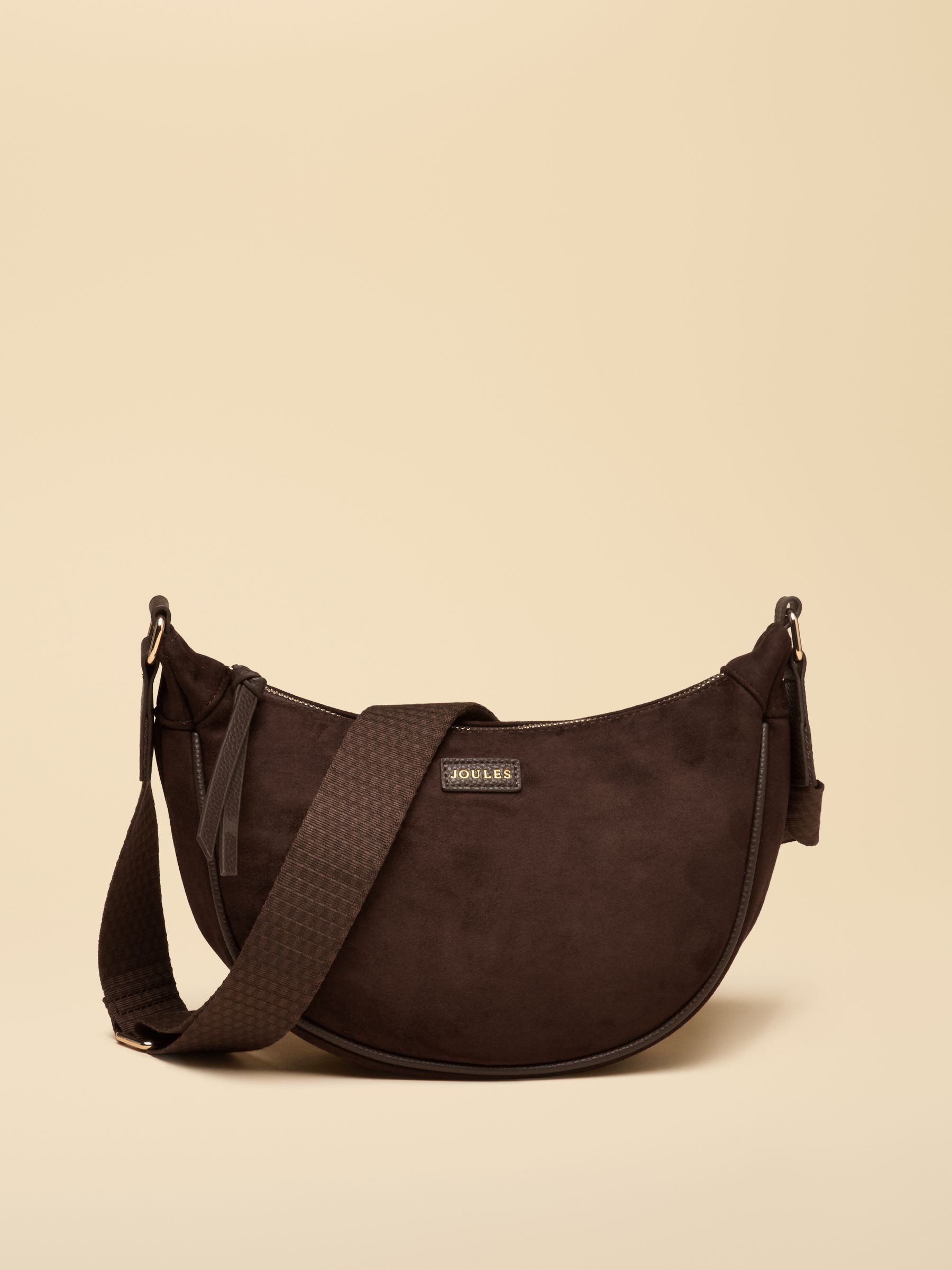 Suedette Chocolate Brown Moon Cross Body bag - Image 1 of 8