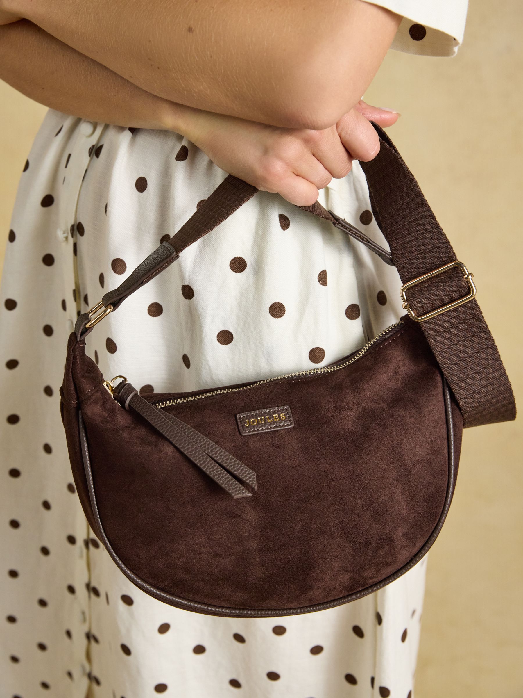 Suedette Chocolate Brown Moon Cross Body bag - Image 3 of 8