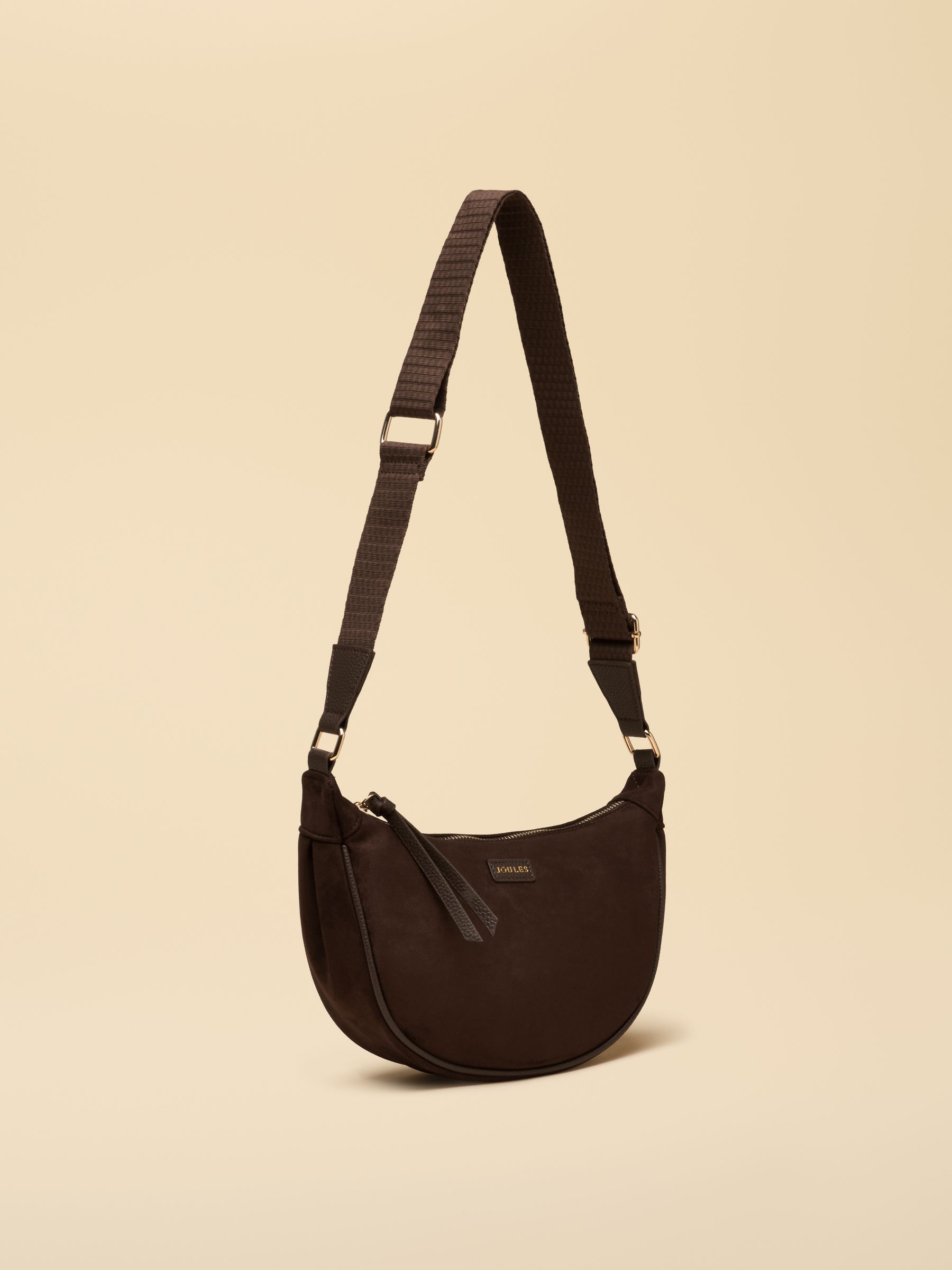 Suedette Chocolate Brown Moon Cross Body bag - Image 6 of 8