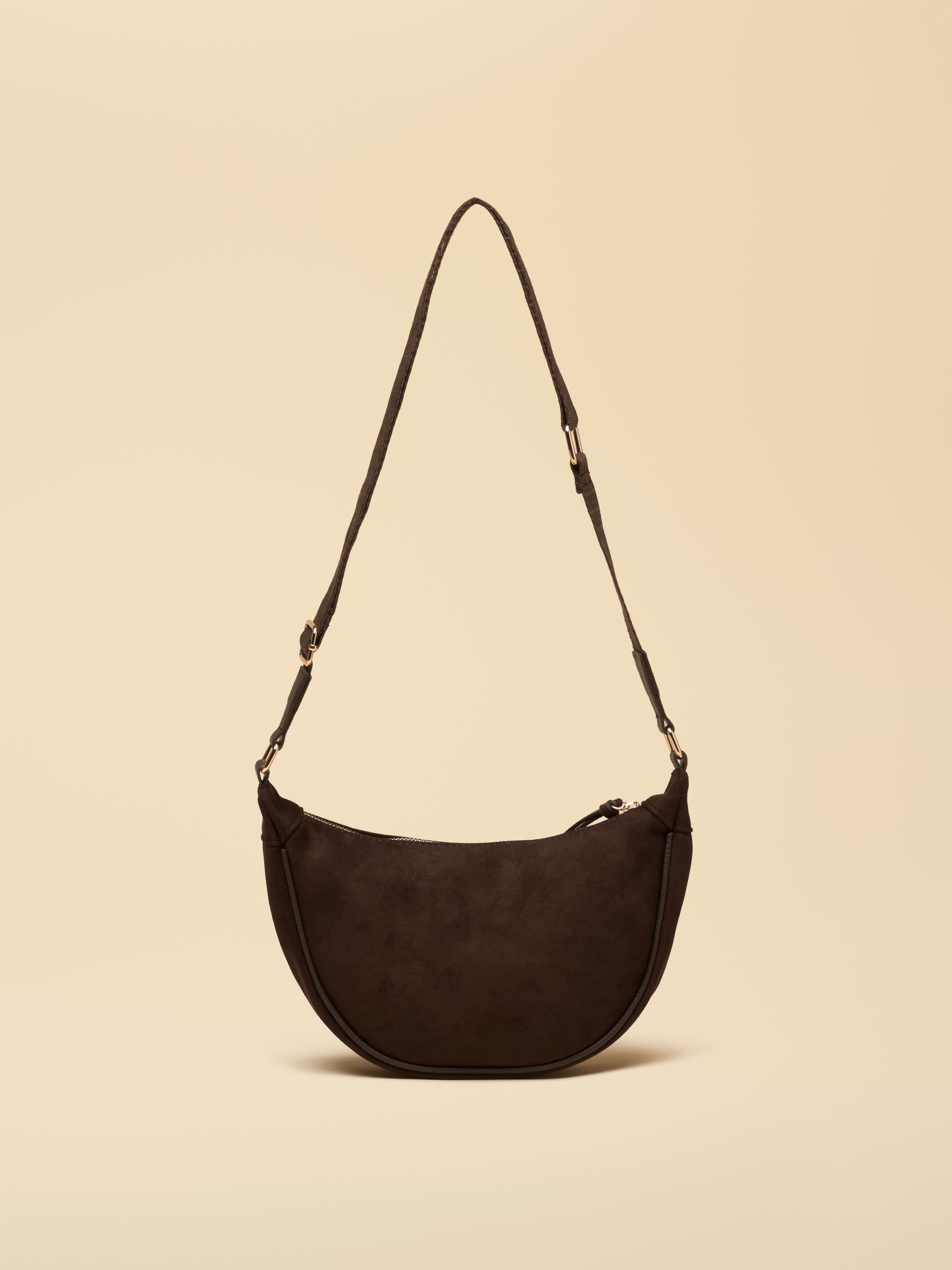 Suedette Chocolate Brown Moon Cross Body bag - Image 7 of 8
