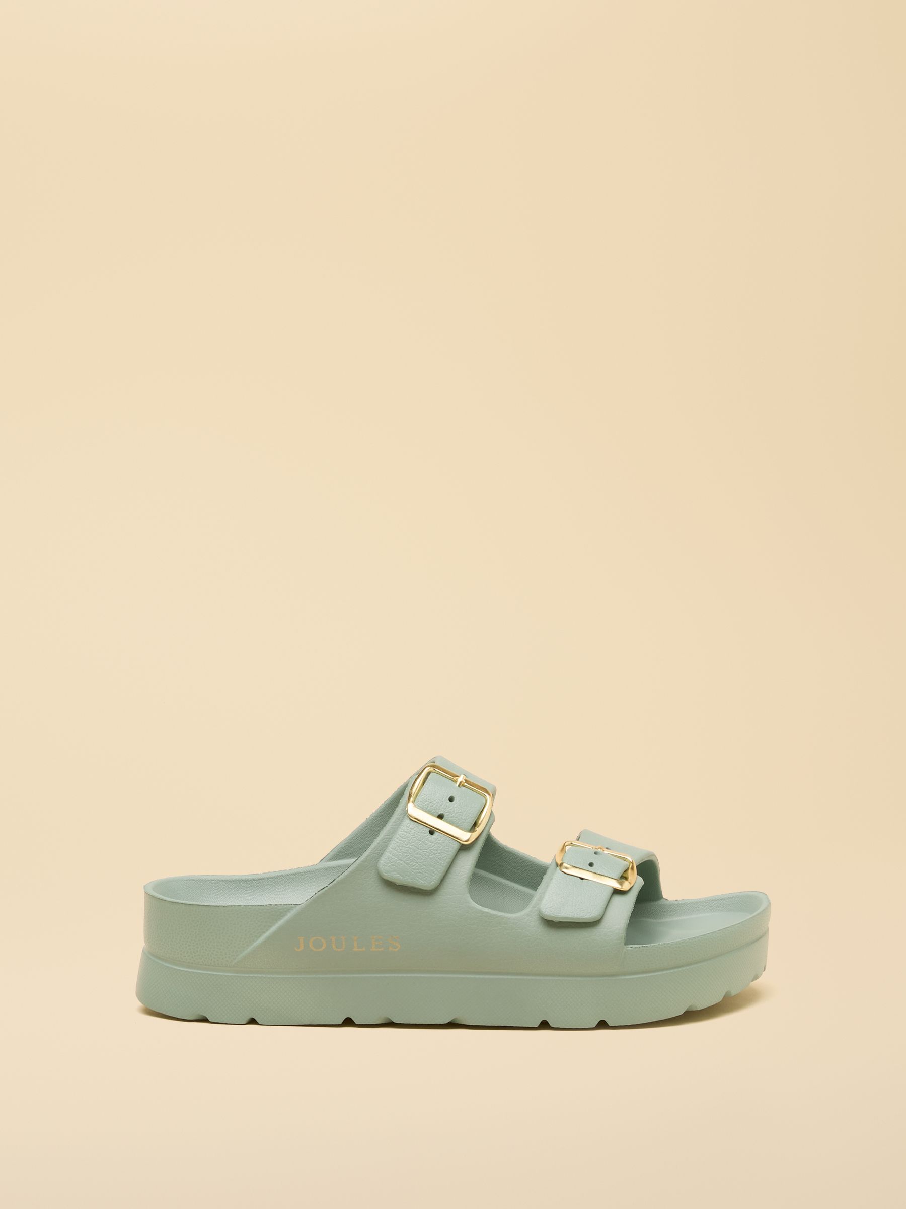 Sage Green Chunky Platform Sunseeker Double Buckle Sliders - Image 2 of 6