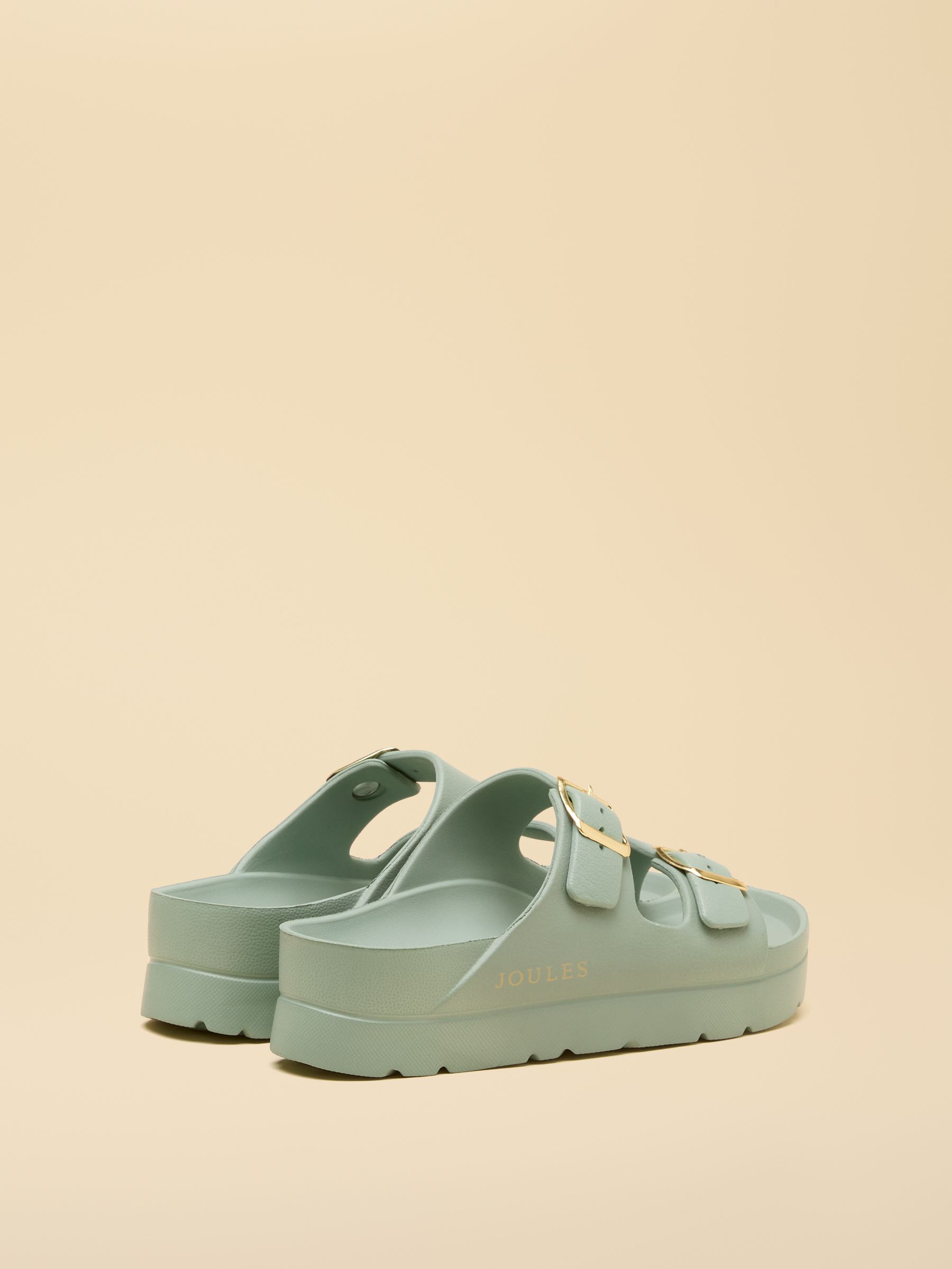 Sage Green Chunky Platform Sunseeker Double Buckle Sliders - Image 3 of 6