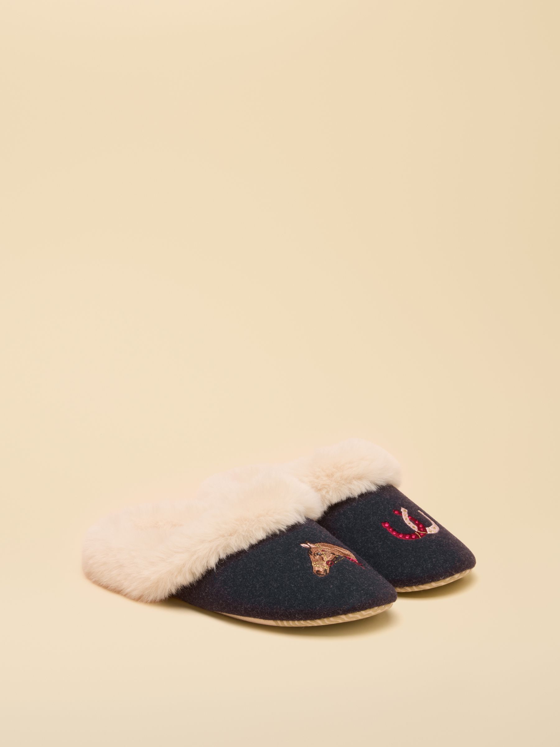 Slippet Luxe Navy Horse Slipper - Image 1 of 6