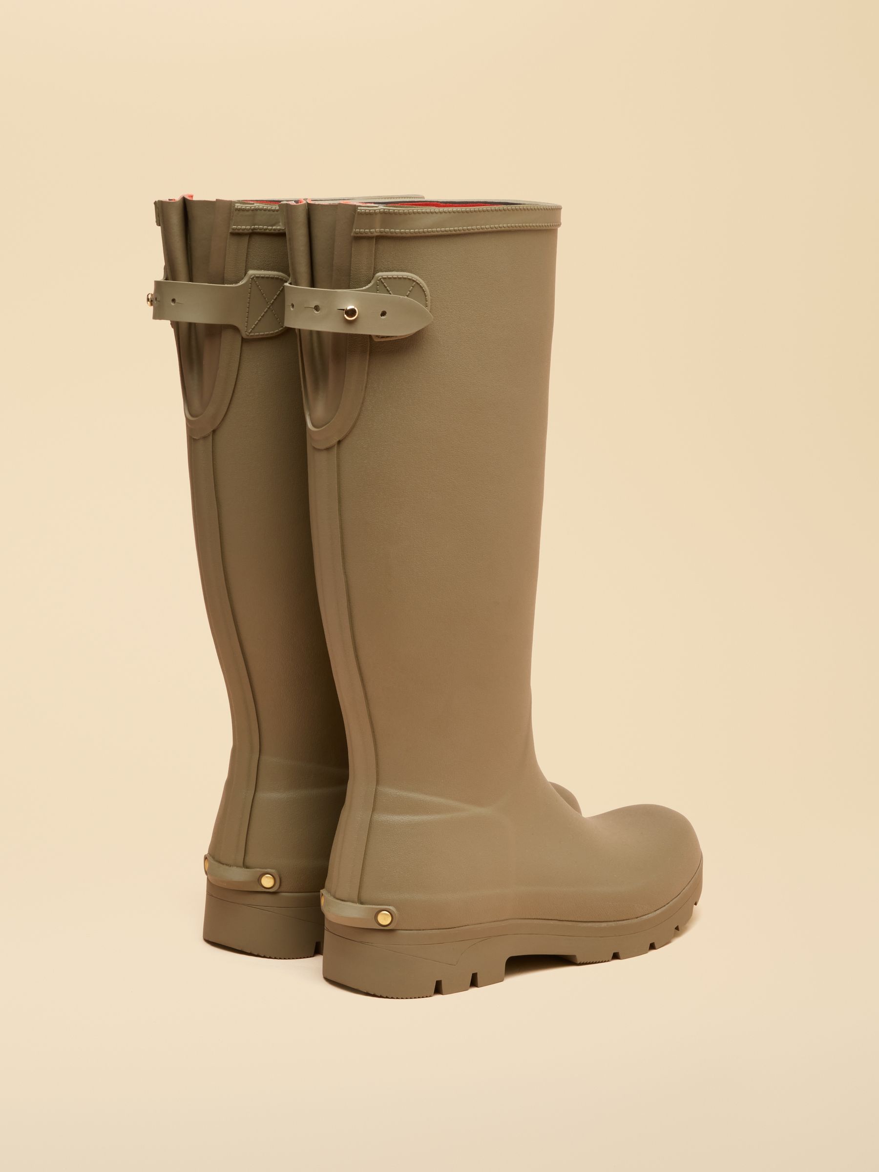 Luxe Khaki Green Neoprene Lined Tall Wellies - Image 2 of 6 Luxe Khaki Green Neoprene Lined Tall Wellies - Image 2 of 6
