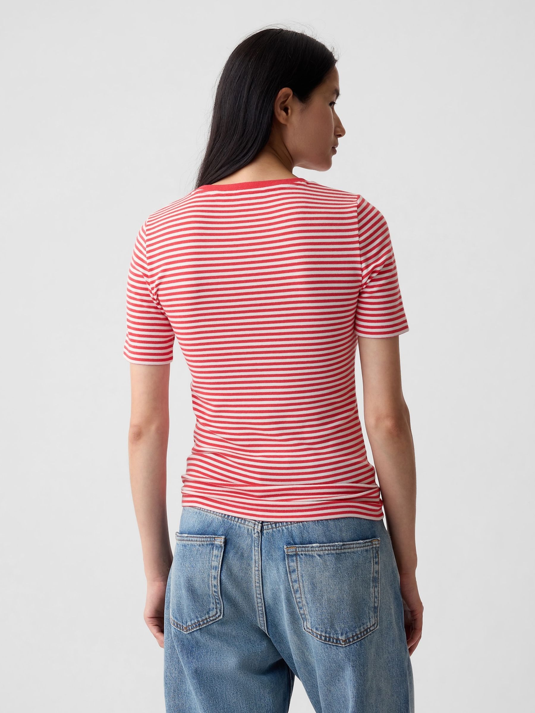 Red Modern Crew Neck Short Sleeve T-Shirt - Image 2 of 4