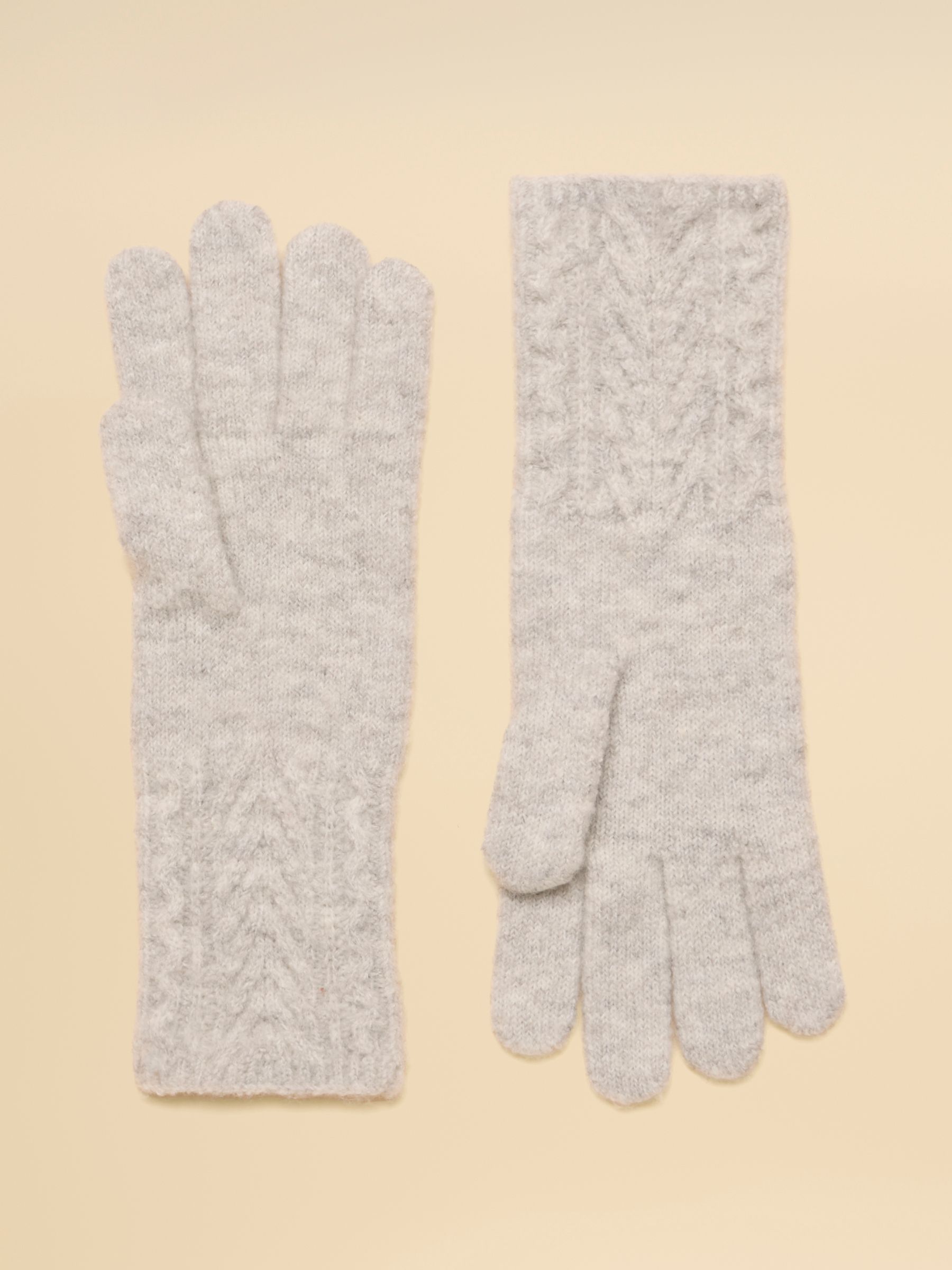 Knitted Grey Cable Gloves - Image 2 of 3