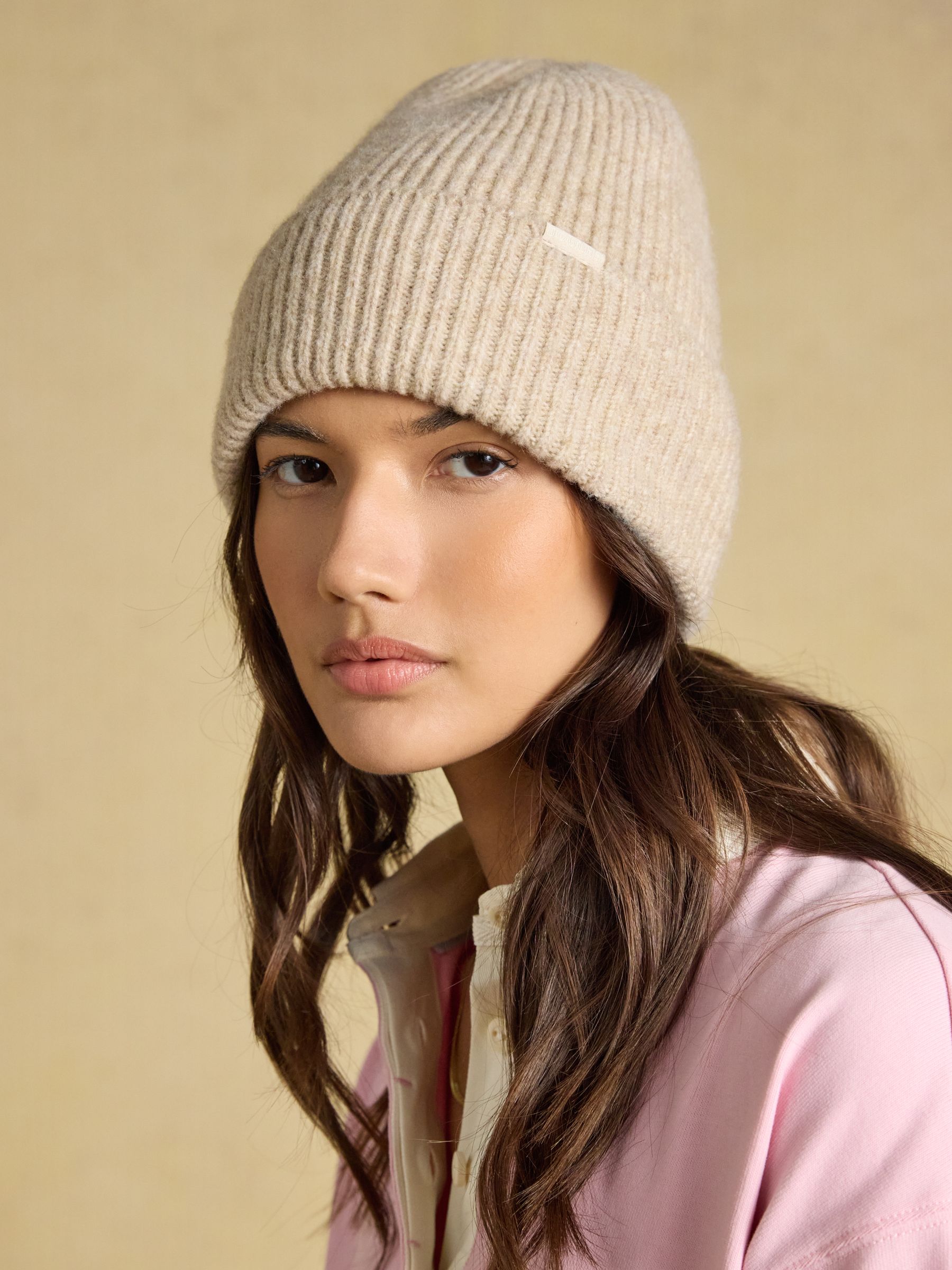 Fine Knit Oatmeal Beanie Hat - Image 1 of 6