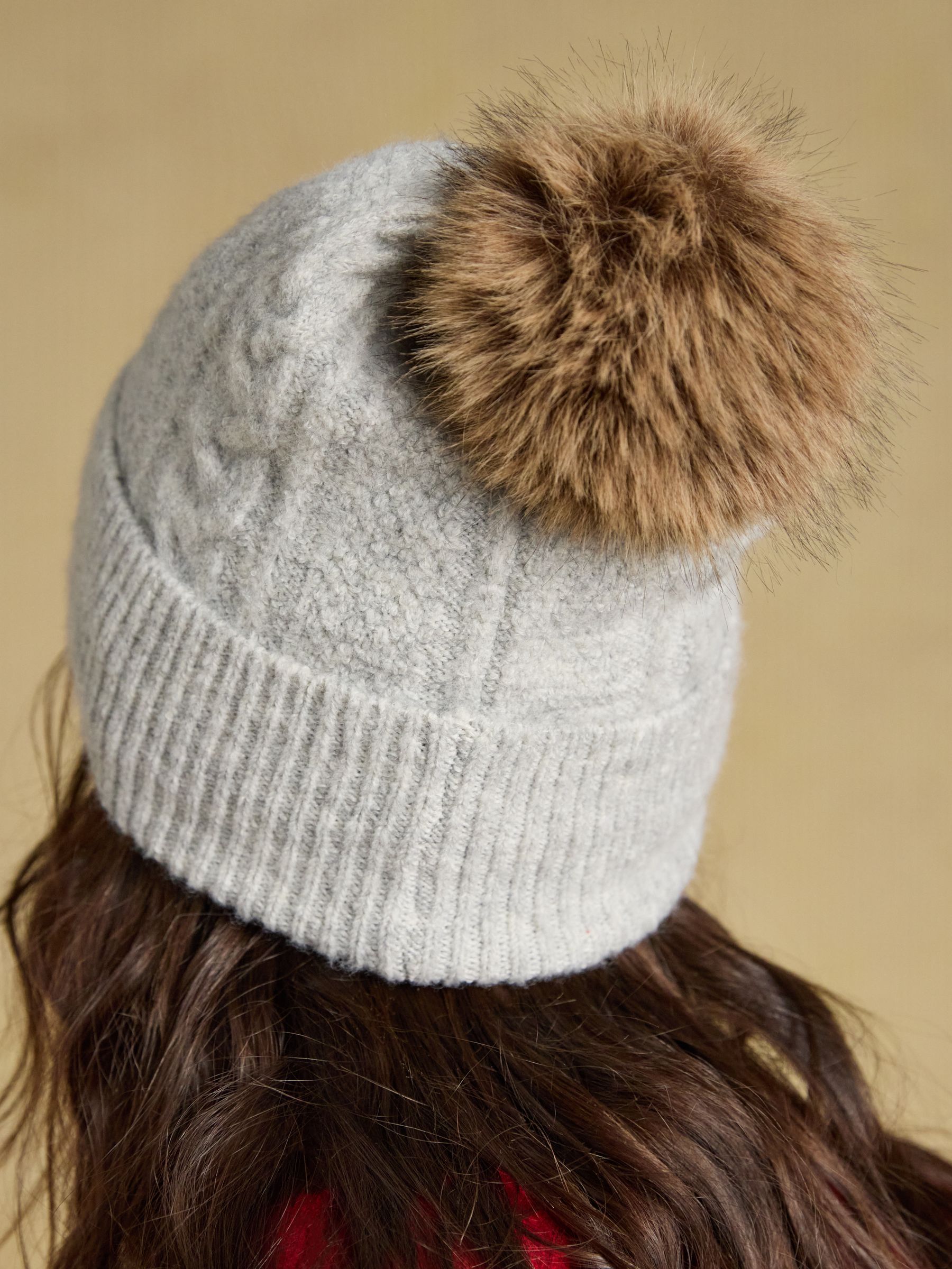 Cable Grey Bobble Hat - Image 3 of 8