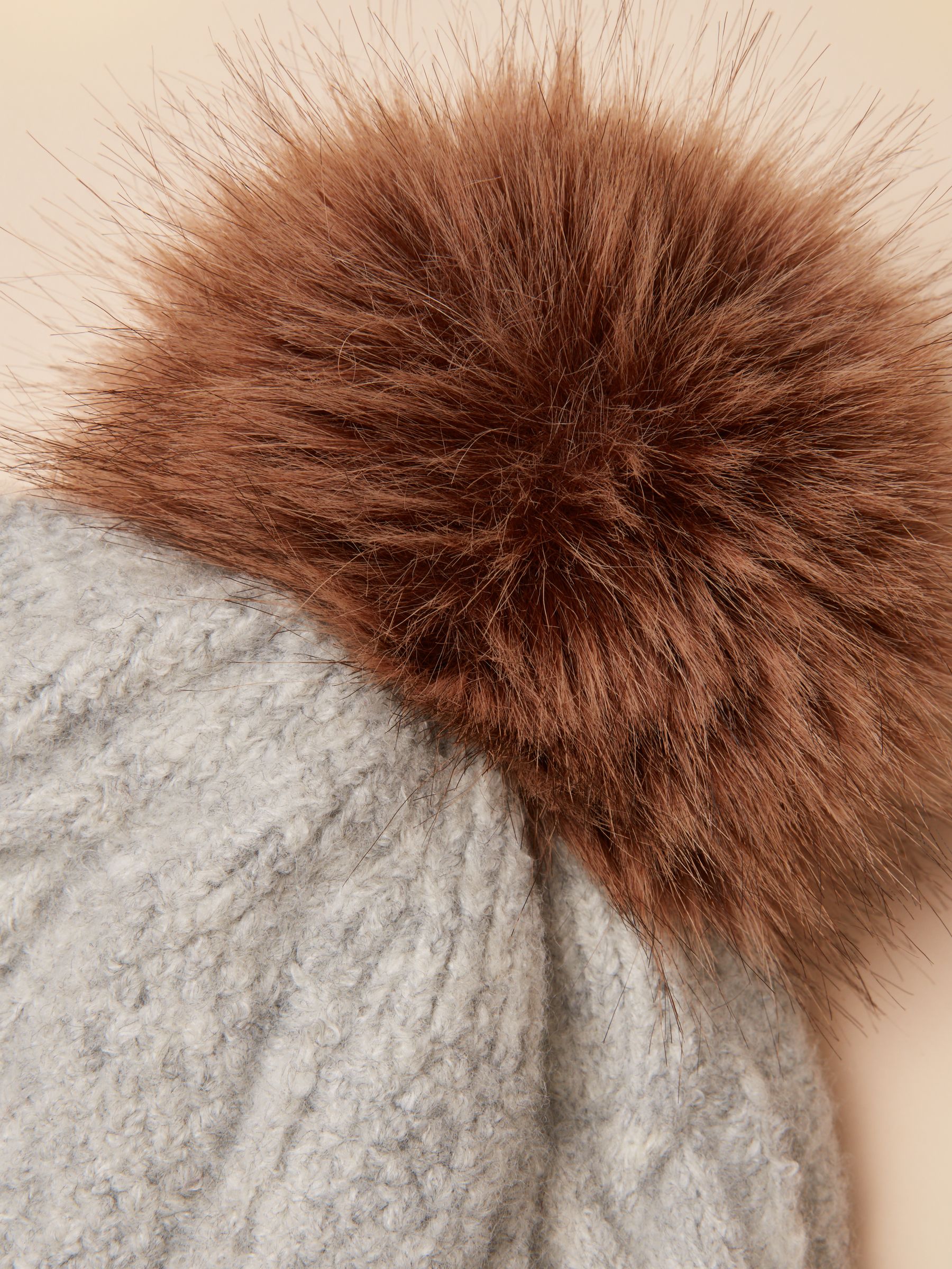 Cable Grey Bobble Hat - Image 7 of 8