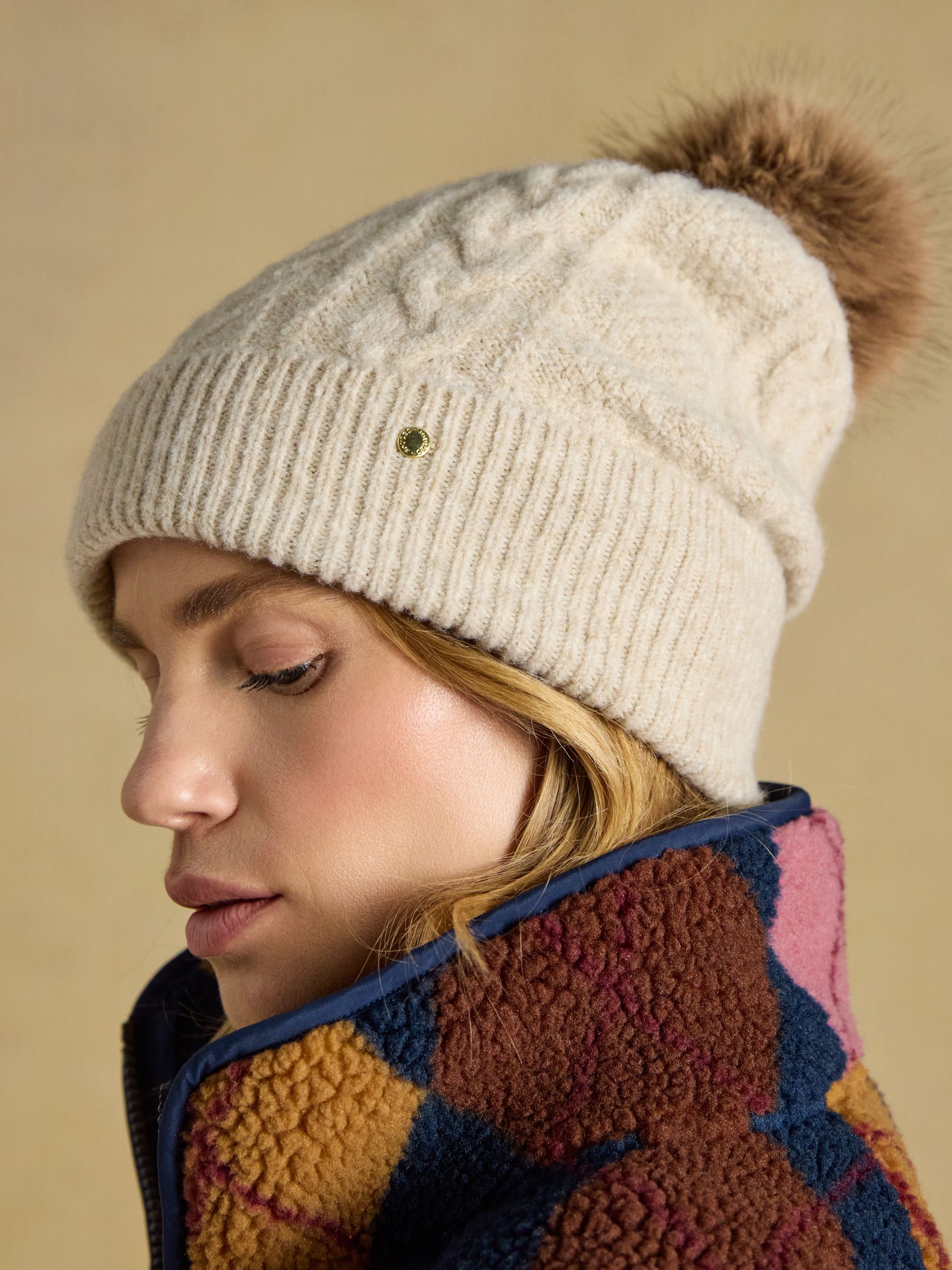 Cable Oatmeal Bobble Hat - Image 5 of 10