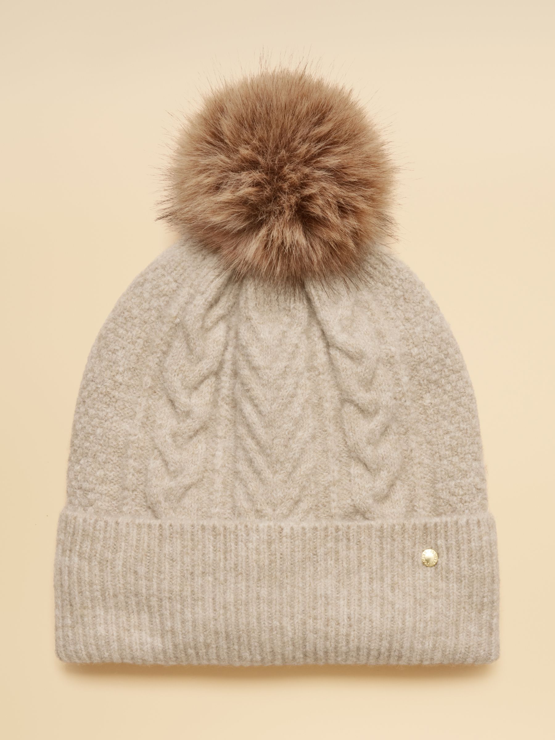 Cable Oatmeal Bobble Hat - Image 6 of 10