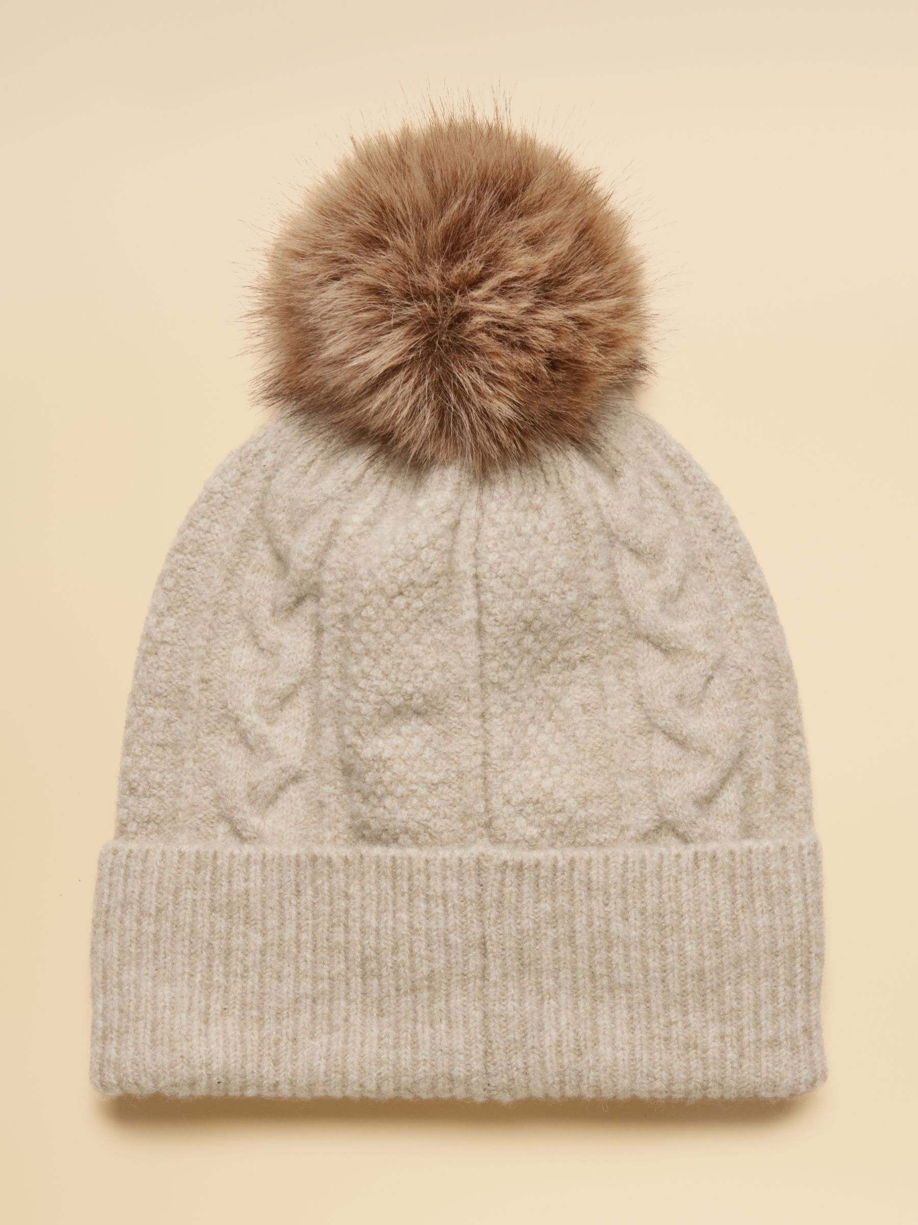 Cable Oatmeal Bobble Hat - Image 7 of 10