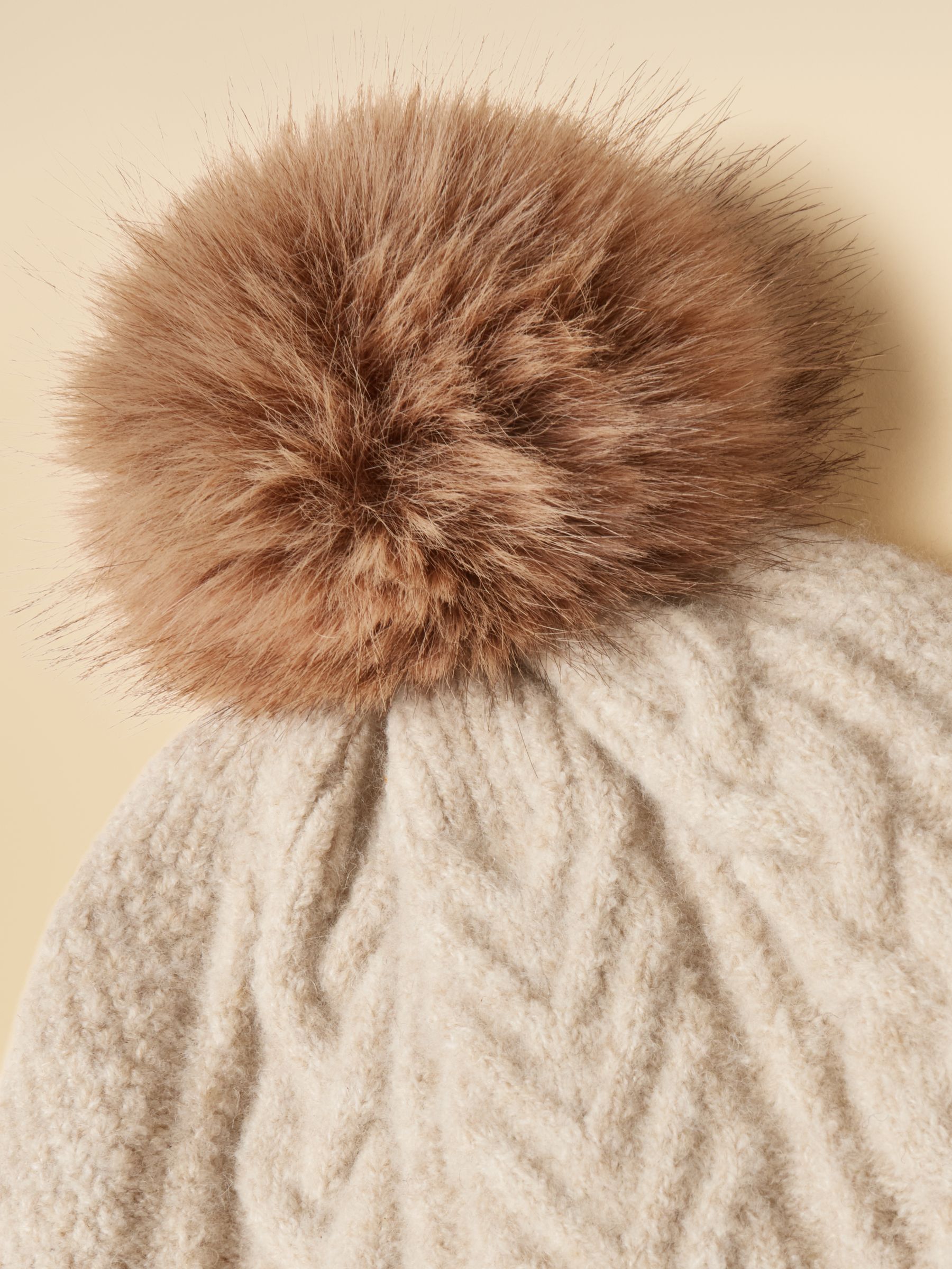 Cable Oatmeal Bobble Hat - Image 9 of 10