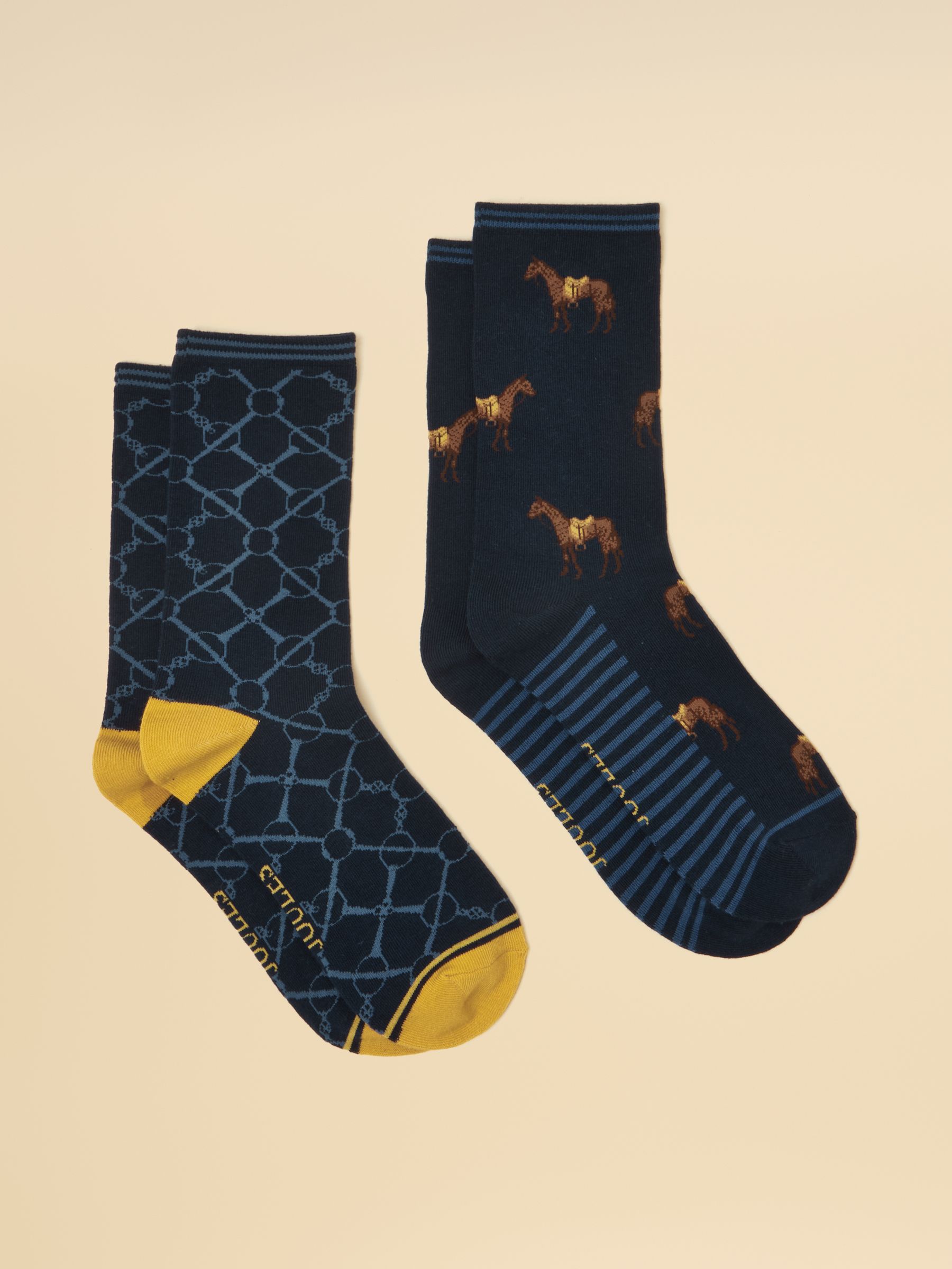 Women's Everyday Navy Horse Cotton Blend Socks 2 Pack - Image 1 of 3