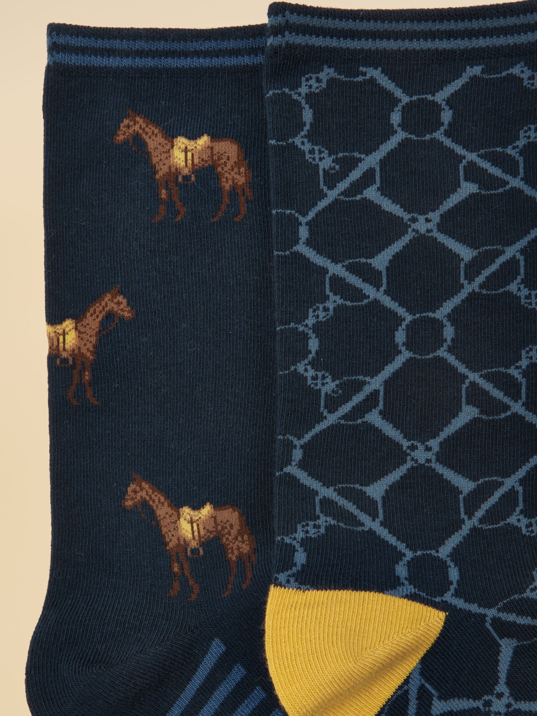 Women's Everyday Navy Horse Cotton Blend Socks 2 Pack - Image 3 of 3
