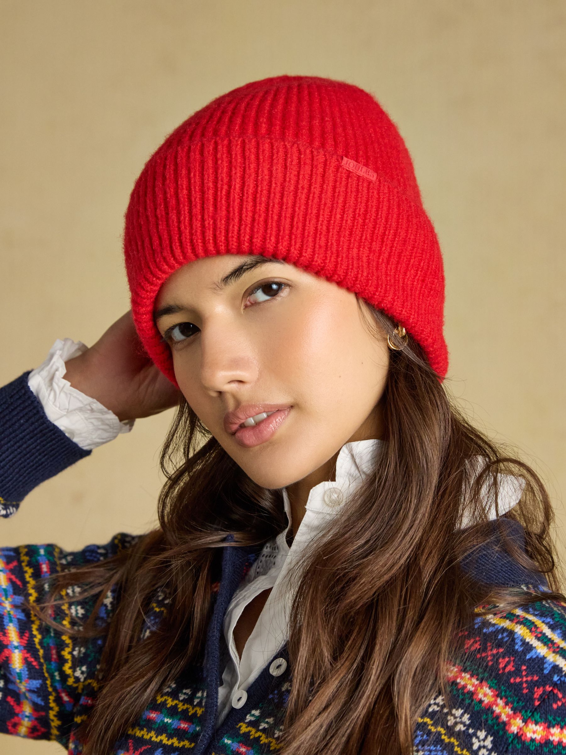Fine Knit Red Beanie Hat - Image 1 of 6