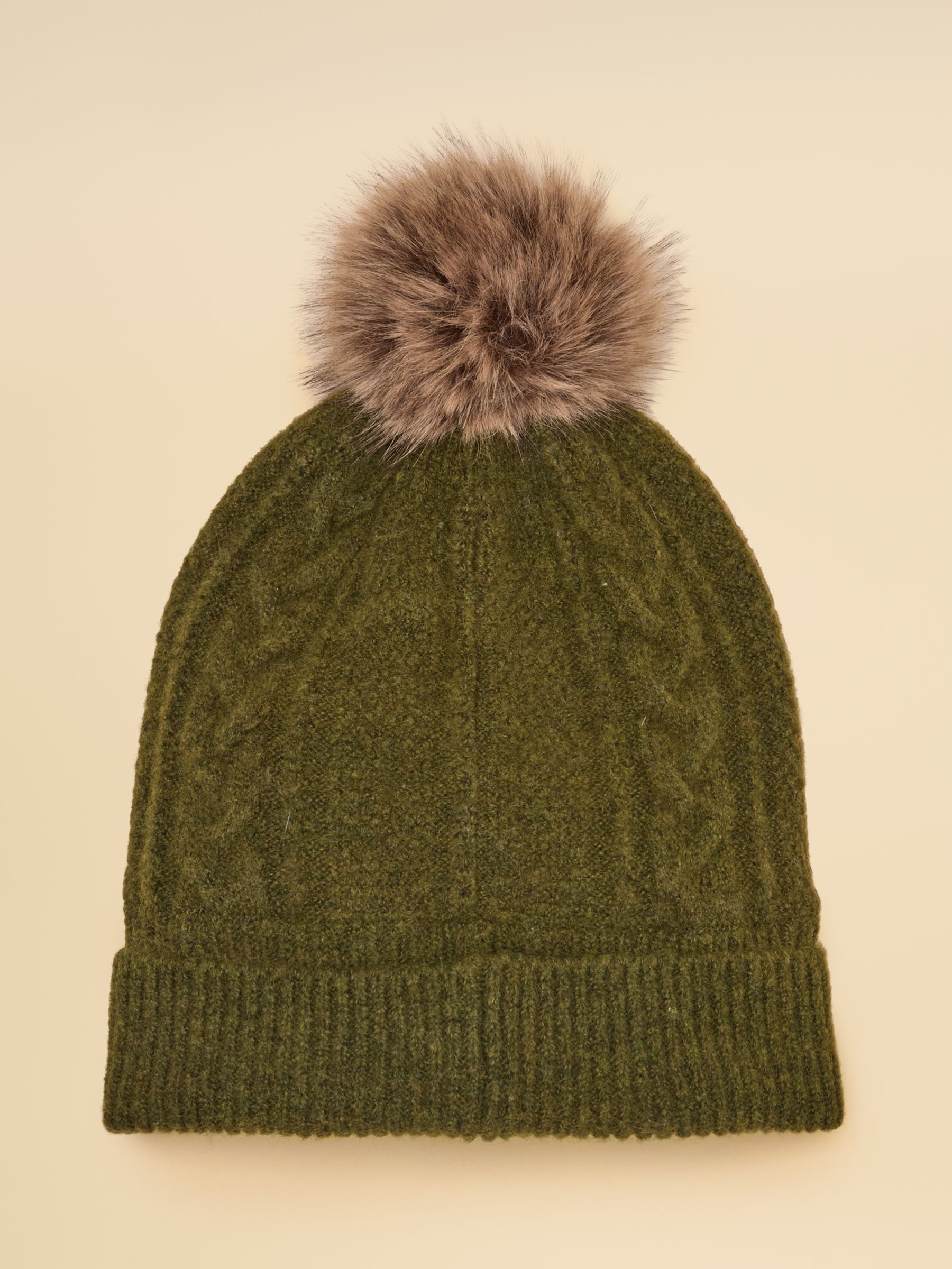 Cable Khaki Green Bobble Hat - Image 4 of 7