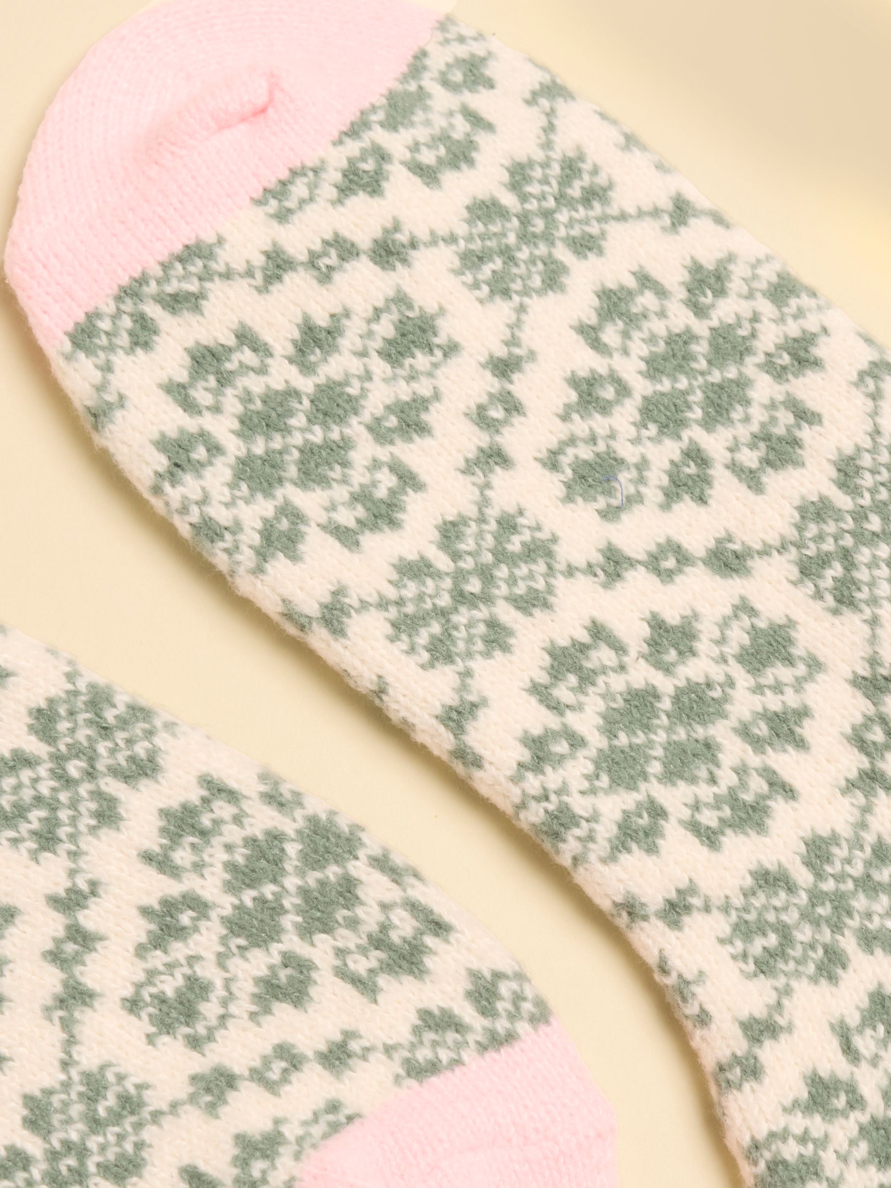 Women's Cosy Khaki Green Geo Socks (Size 4-8) - Image 3 of 3