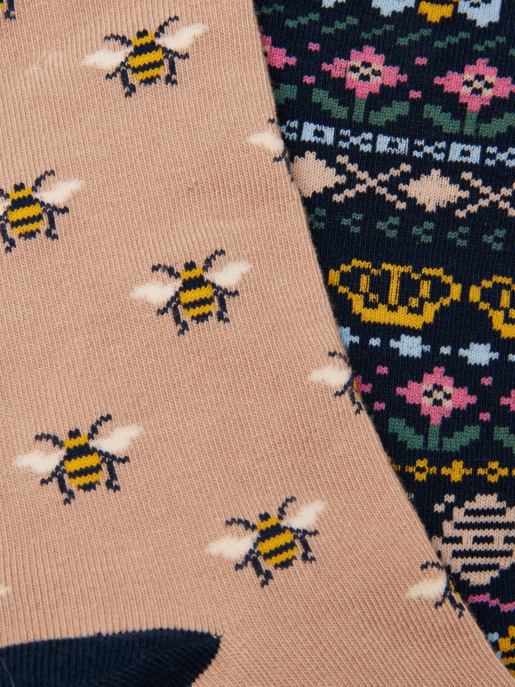 Women's Everyday Light Blue Bee Cotton Blend Socks 2 Pack (size 4-8) - Image 3 of 3