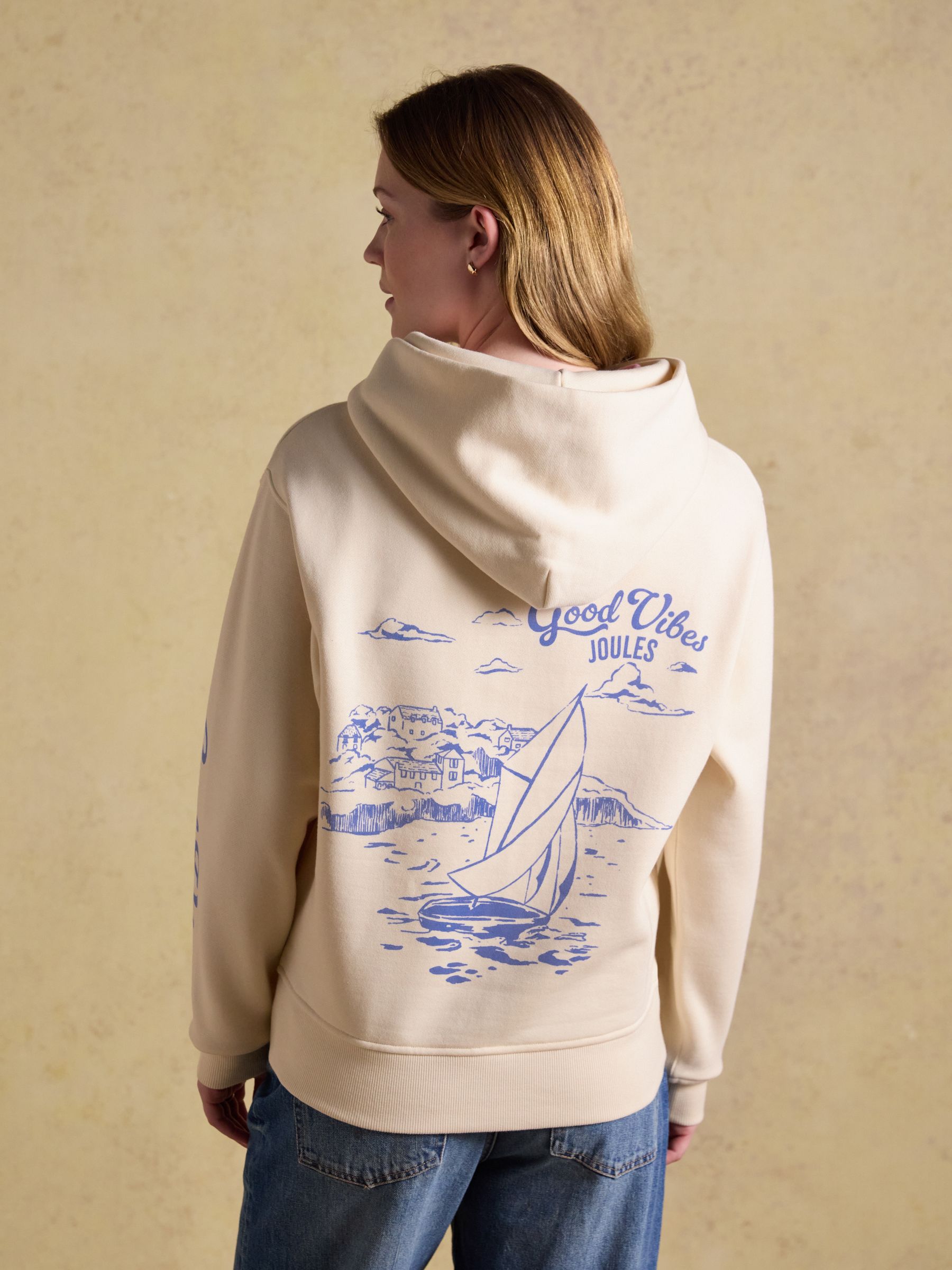 Cream Beach Graphic Unisex Oversized Hoodie - Image 3 of 9
