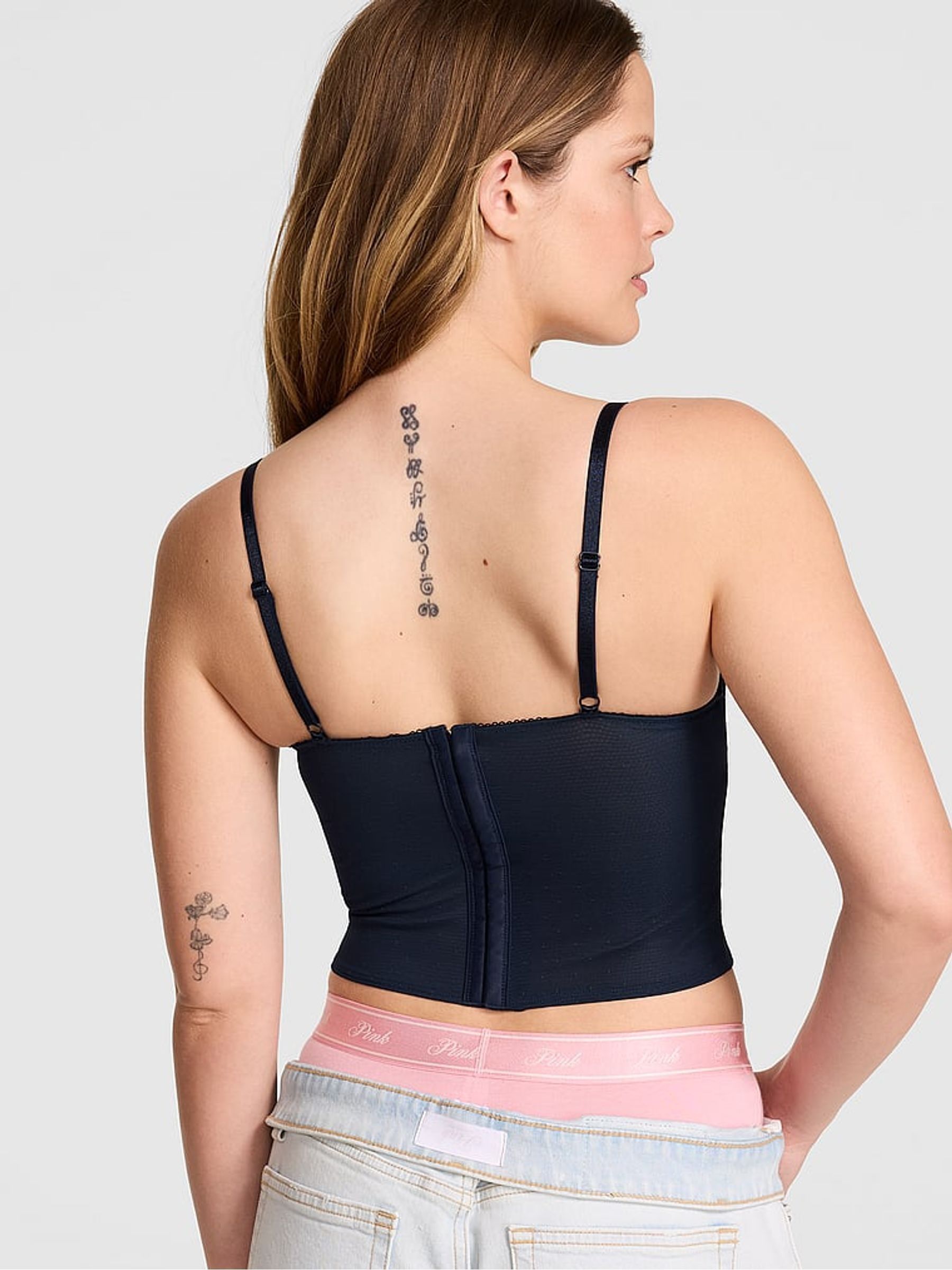 Noir Navy Blue Daisy Embroidery Corset - Image 2 of 3