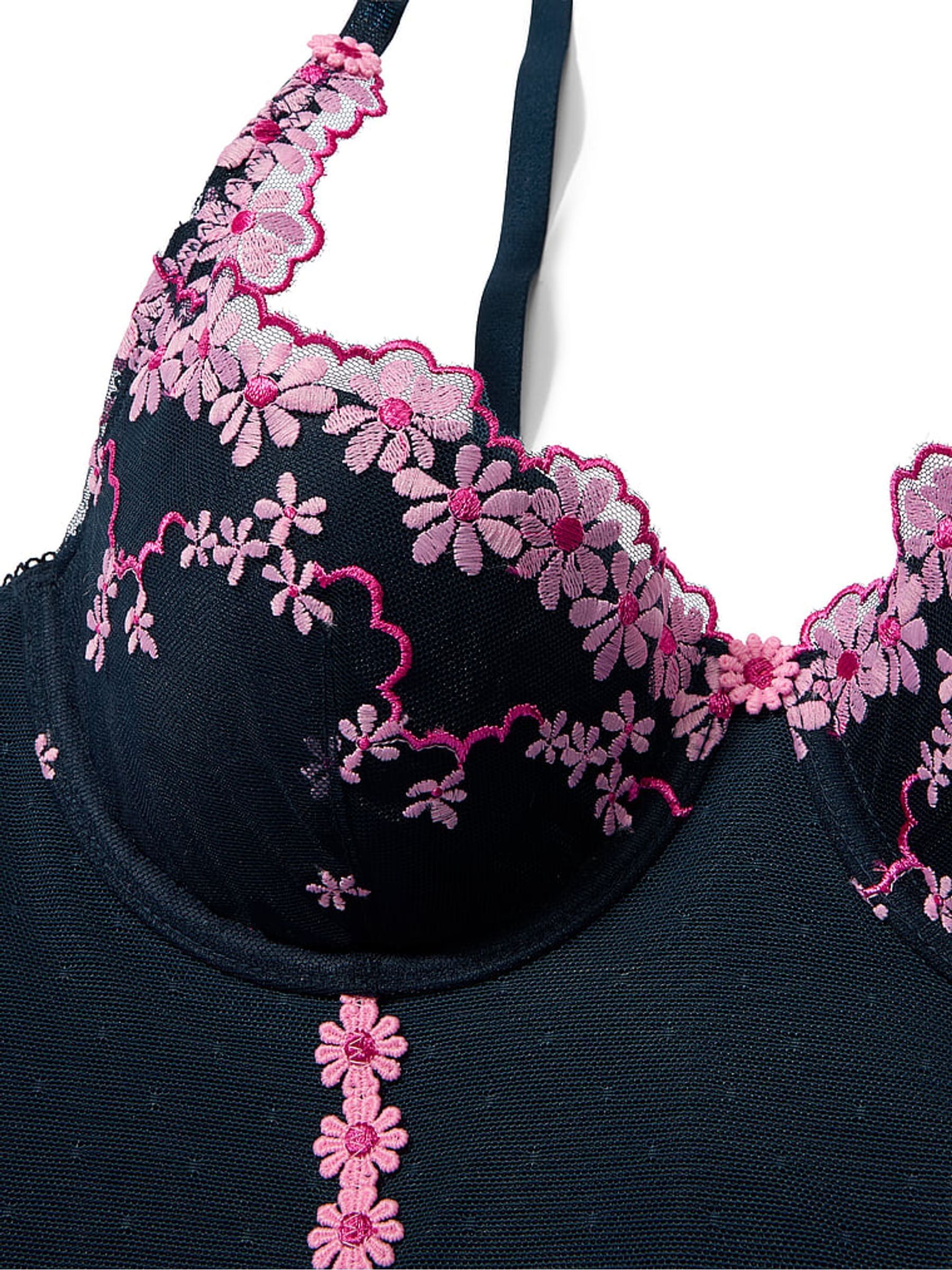 Noir Navy Blue Daisy Embroidery Corset - Image 3 of 3