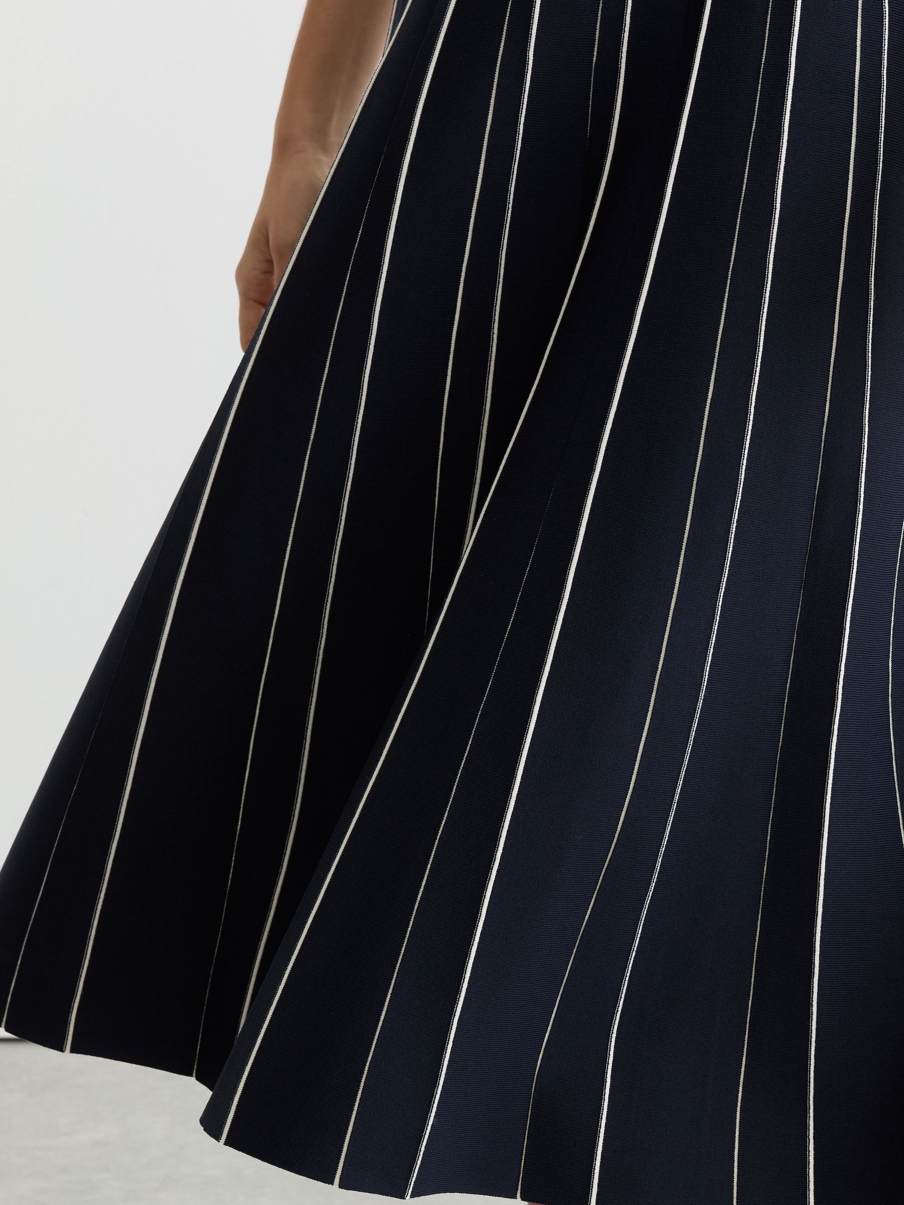 Sleeveless Stripe Knitted Midi Dress in Navy/Ivory - Image 5 of 7