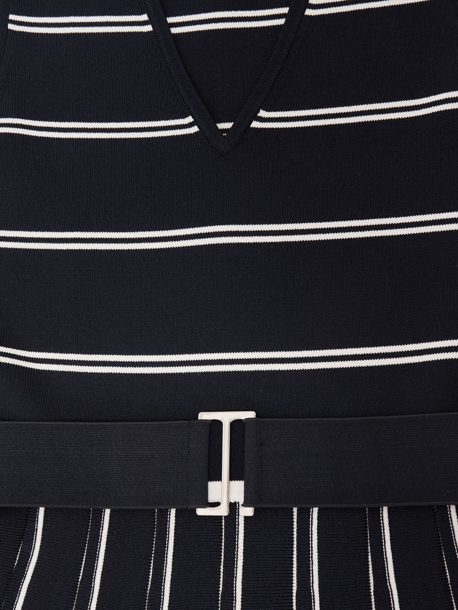 Sleeveless Stripe Knitted Midi Dress in Navy/Ivory - Image 7 of 7