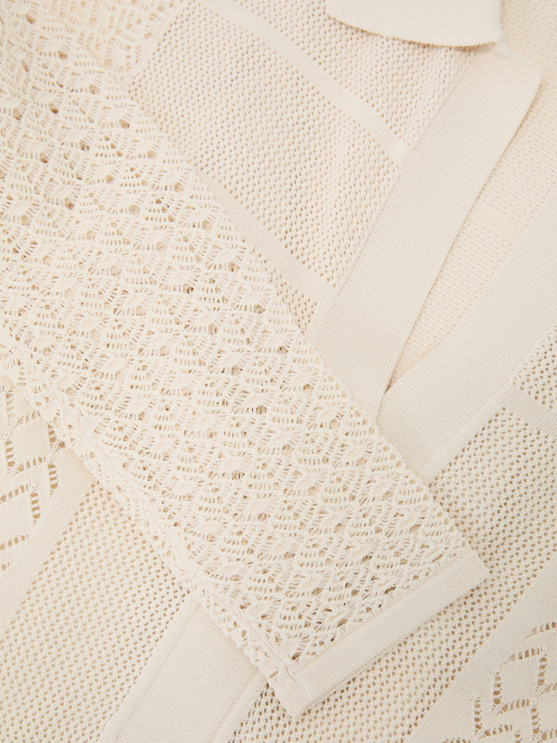 Pointelle-Knit Panelled Midi Dress in Cream - Image 7 of 7