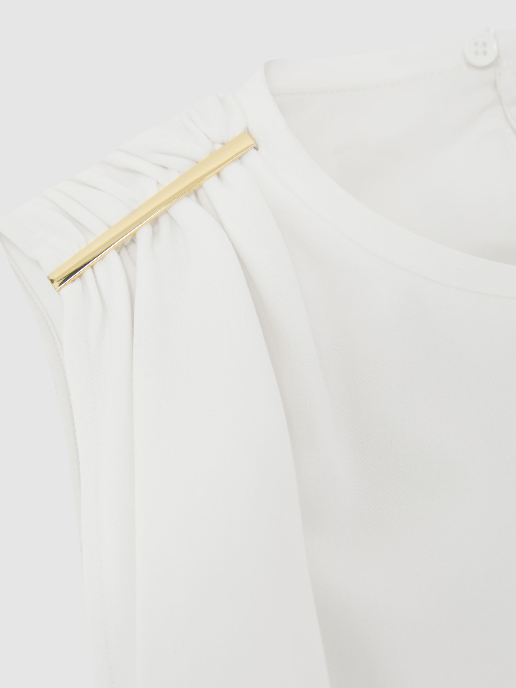 Jersey Fitted Sleeveless Midi Dress in Ivory - image 3