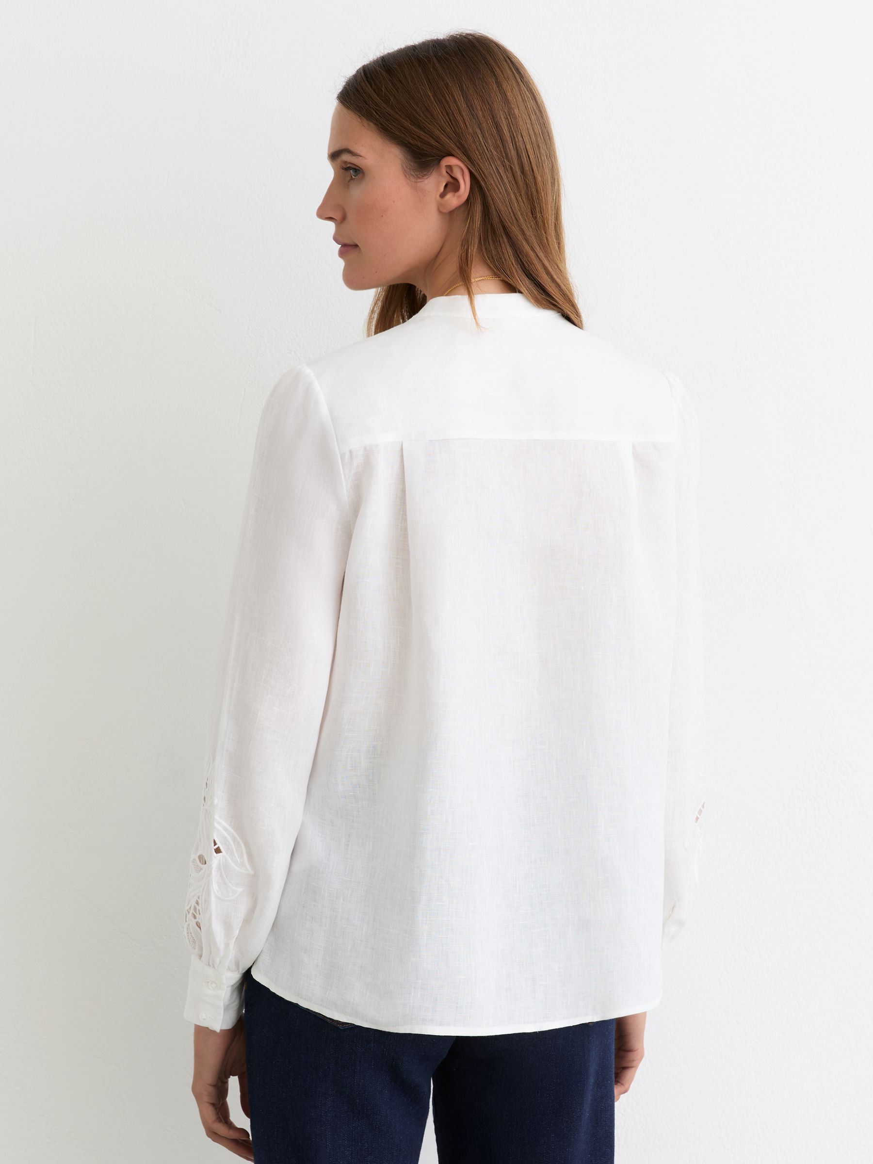 Linen Embroidered Blouse in Ivory - image 4