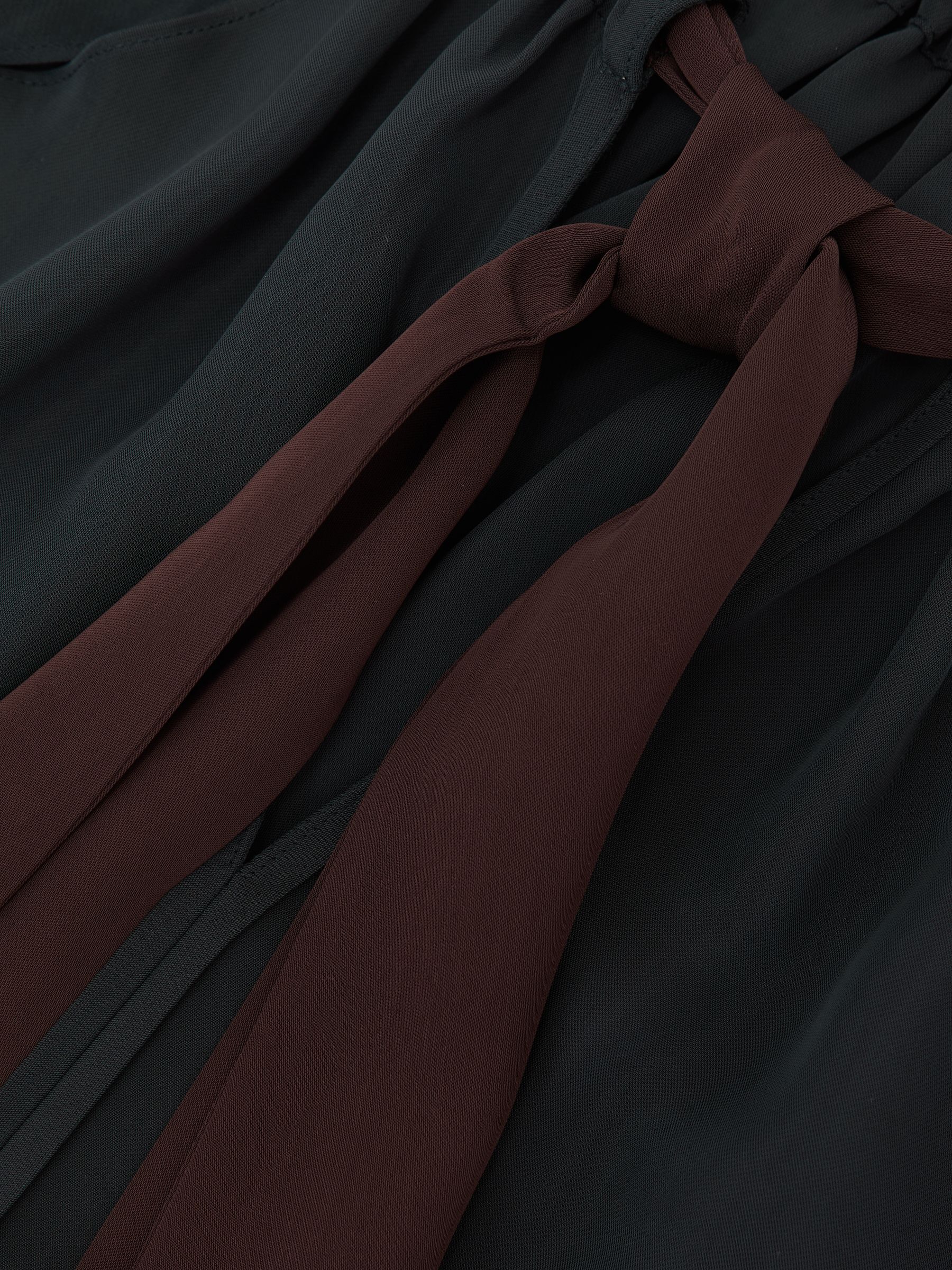 Tie-Neck Cut-Out Blouse in Navy/Burgundy - image 3
