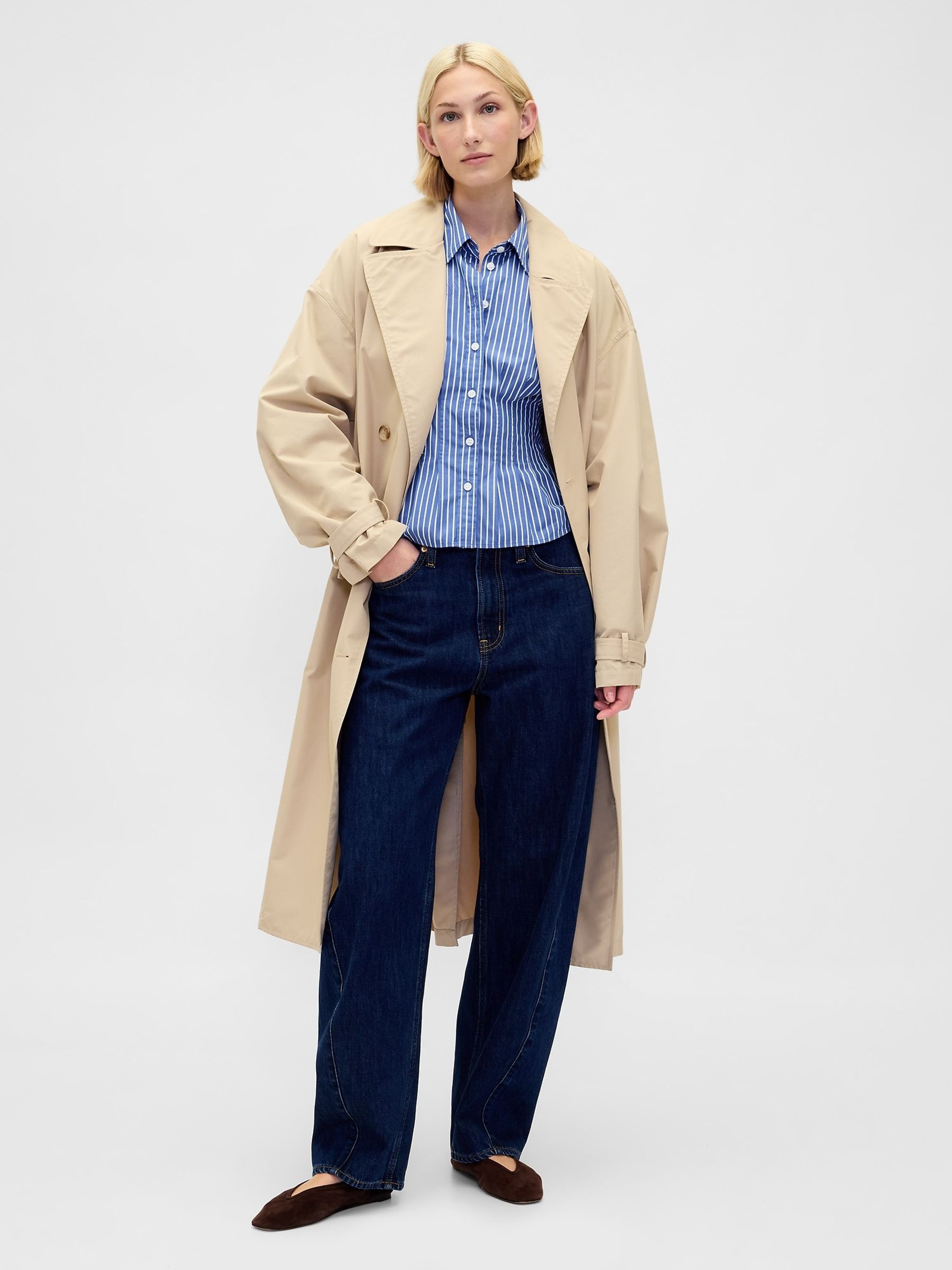 Blue Stripe Cotton Poplin Fitted Shirt - Image 3 of 3