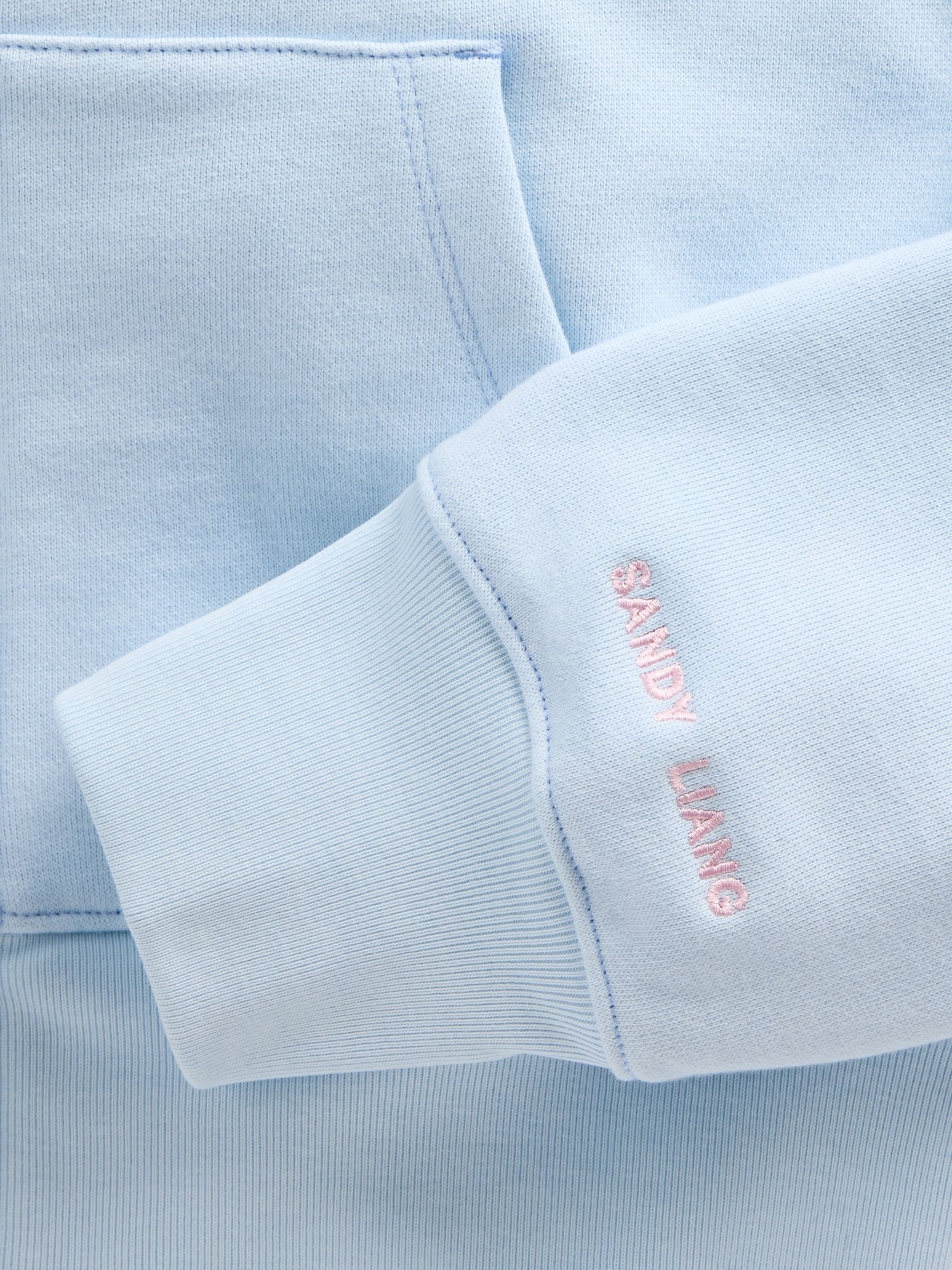 Light Blue Sandy Liang Vegan Fur-Trim Crop Zip Hoodie - Image 6 of 6