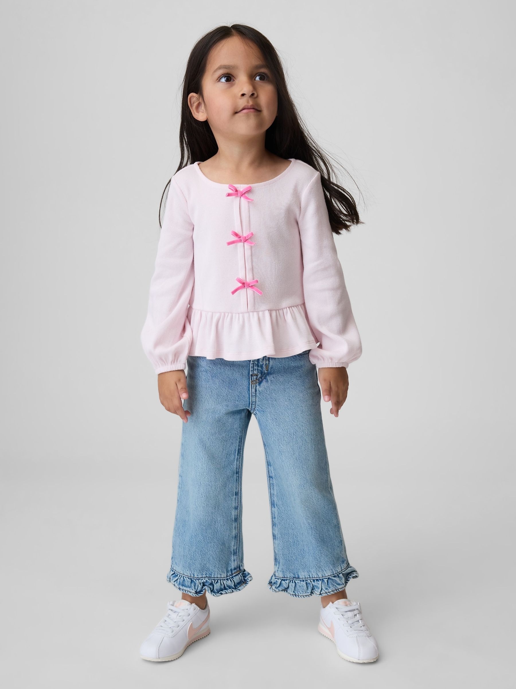 Blue Ruffle-Hem Stride Jeans - Image 1 of 4