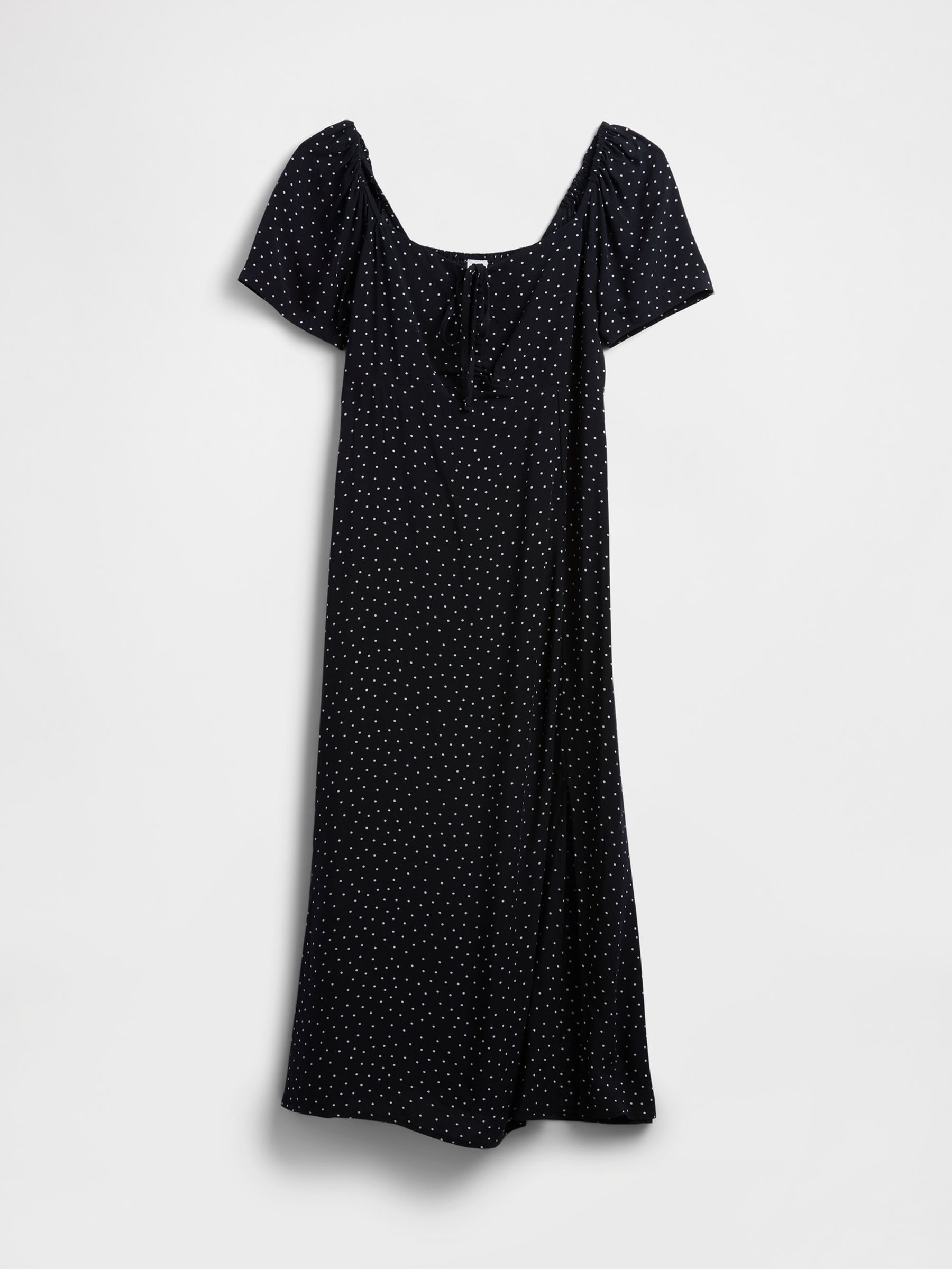 Black Spotted Puff Sleeve Midi Dress - Image 4 of 4 Black Spotted Puff Sleeve Midi Dress - Image 4 of 4