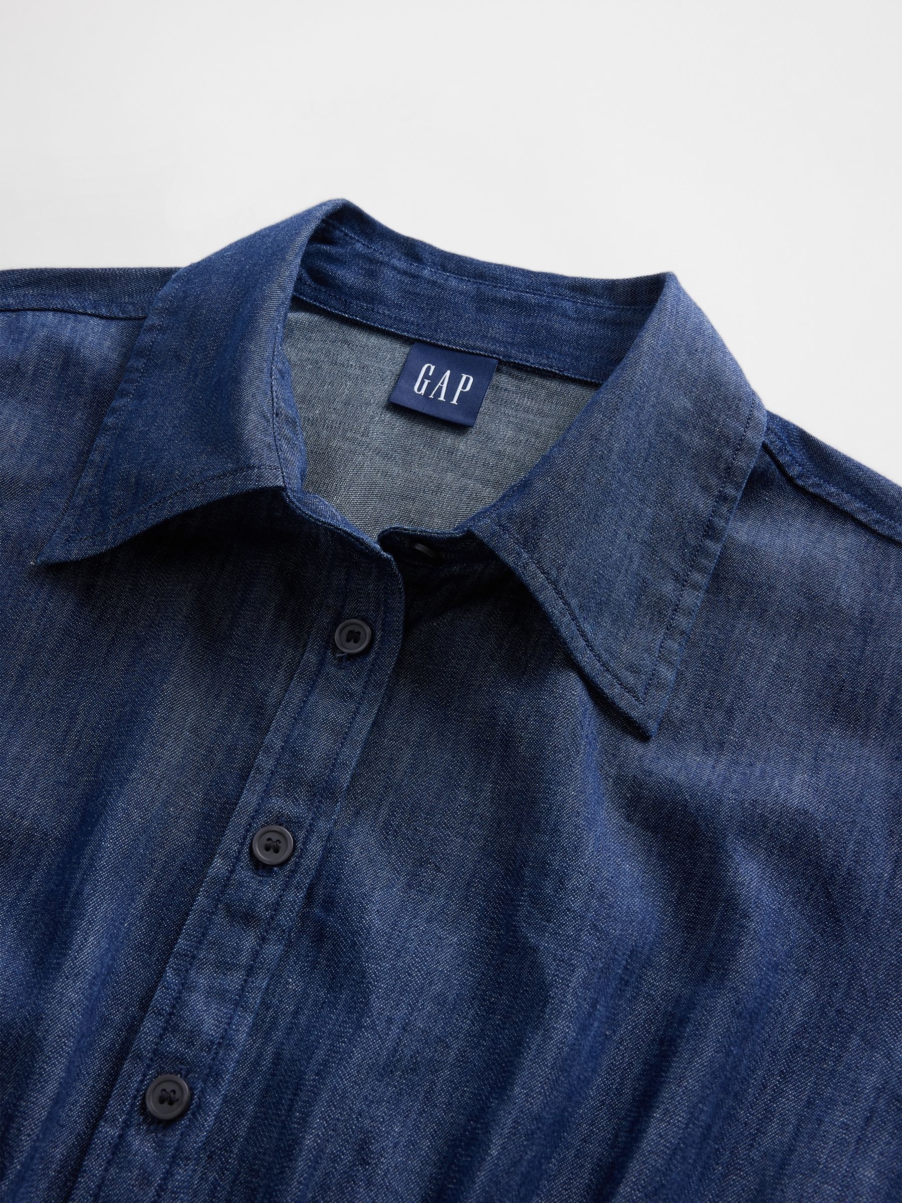 Blue Pleated Mini Shirt Dress - Image 4 of 4