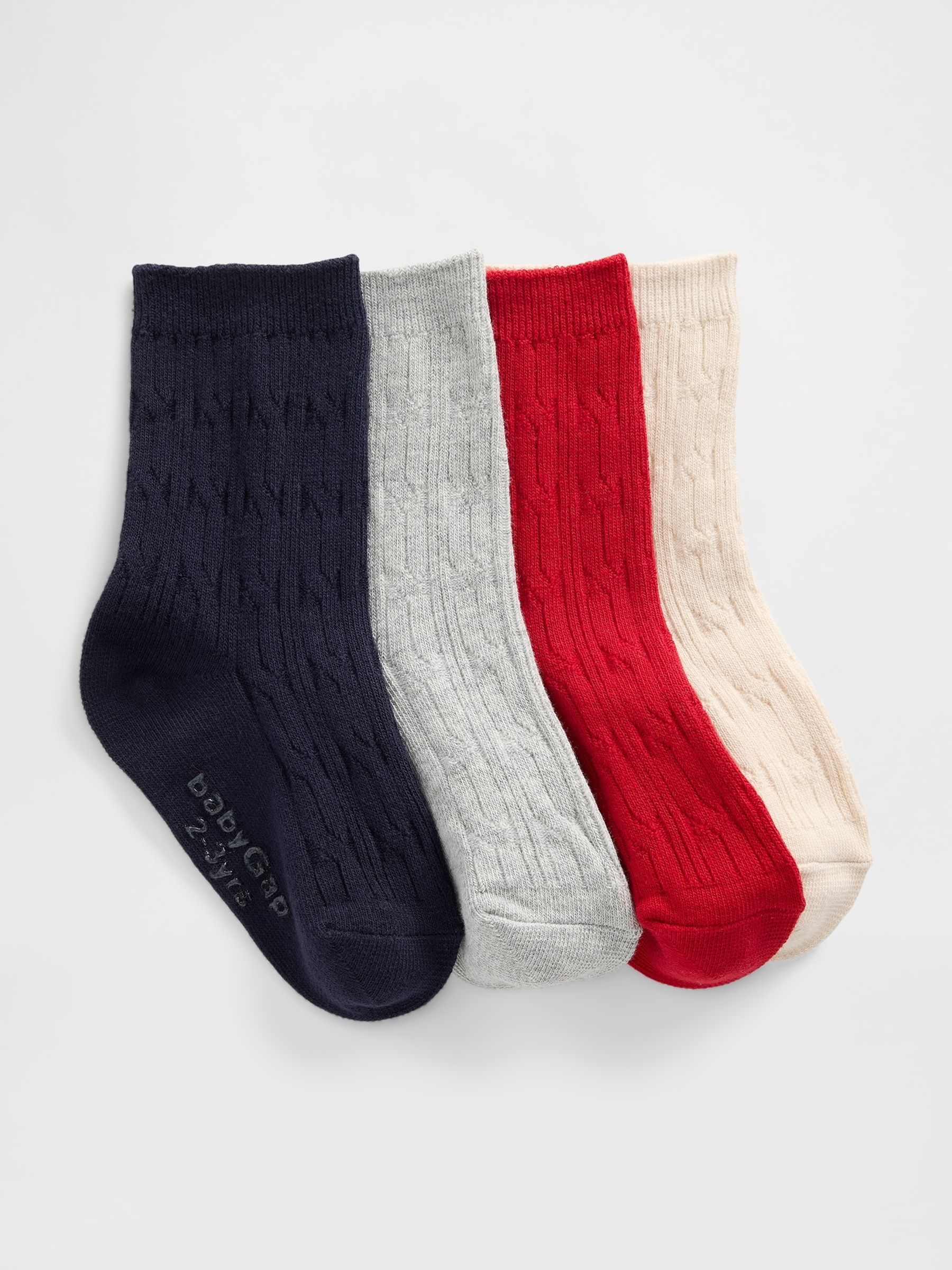Multi Cable-Knit Crew Socks 4-Pack (Newborn-5yrs) - Image 1 of 1 Multi Cable-Knit Crew Socks 4-Pack (Newborn-5yrs) - Image 1 of 1