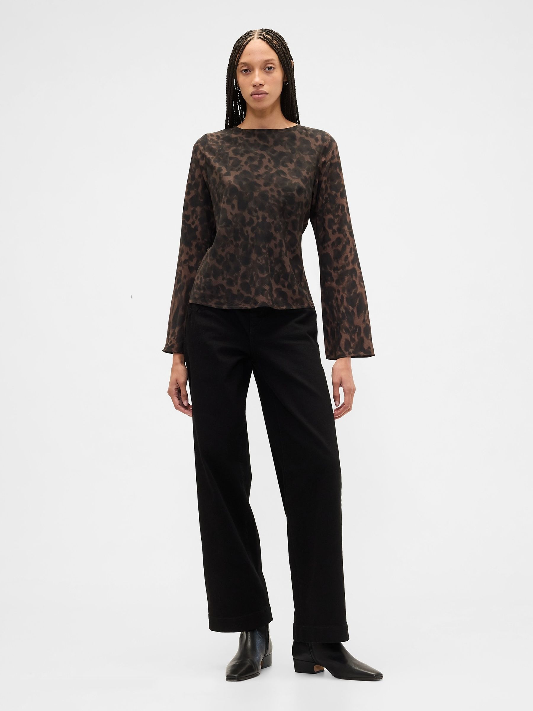 Animal Bell Sleeve Boatneck Top - Image 3 of 5