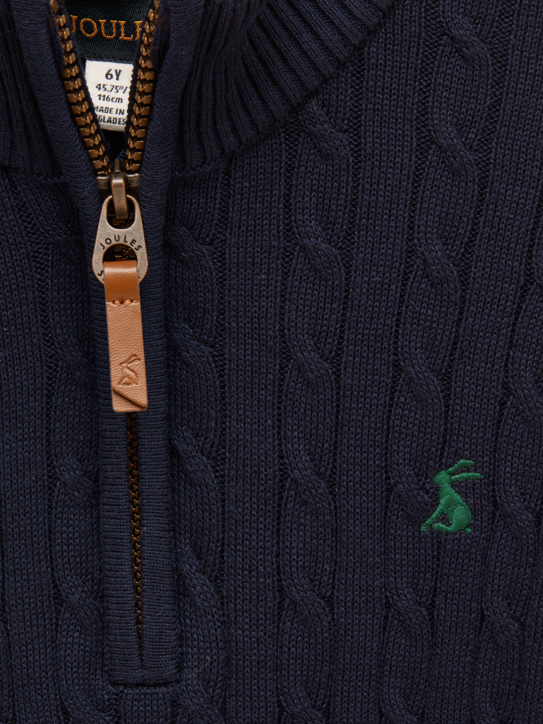 Boys' Hillside Navy Cable Knit Quarter Zip Jumper - Image 3 of 4