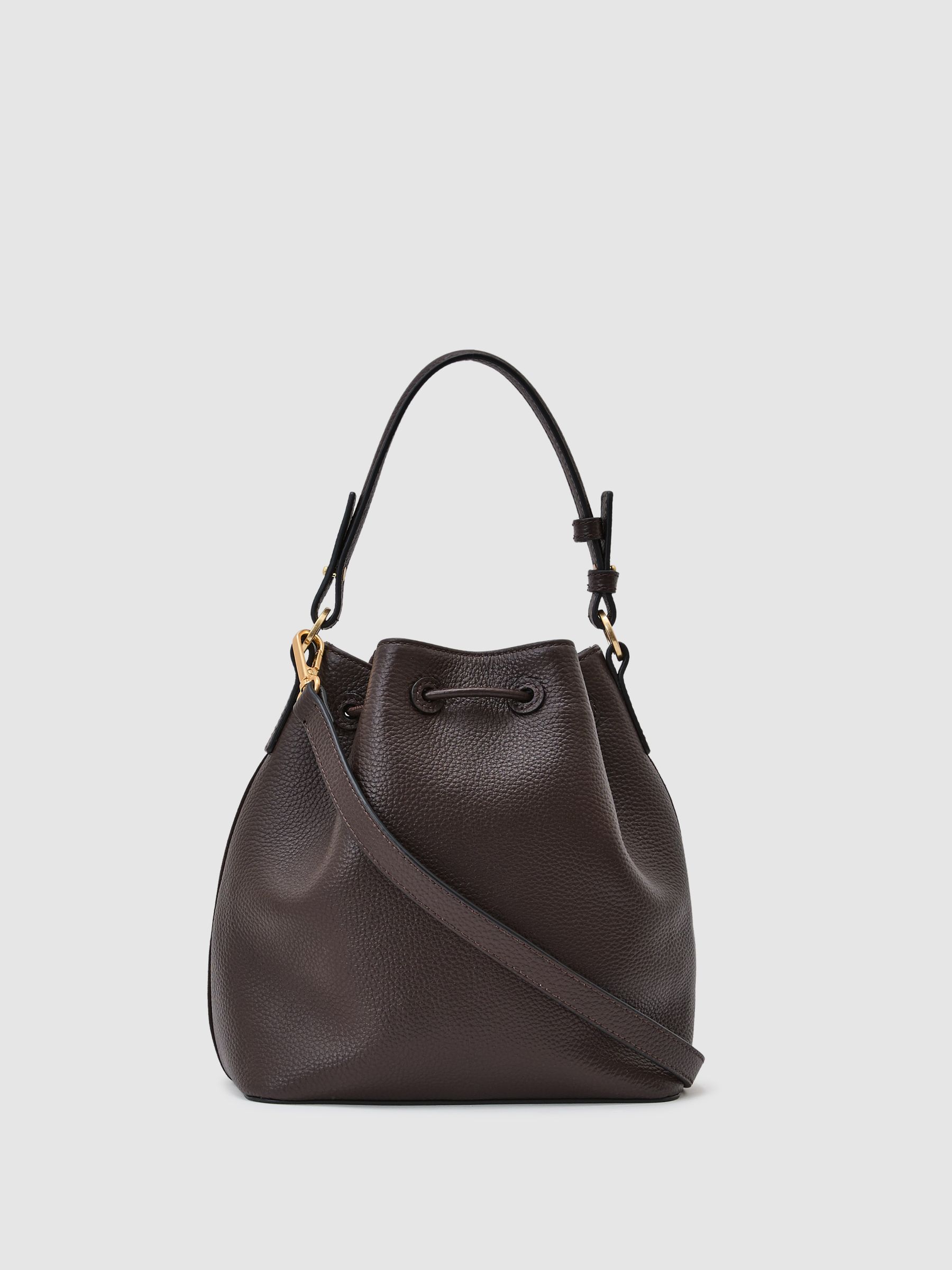Suede and Leather Bucket Bag in Chocolate - image 2
