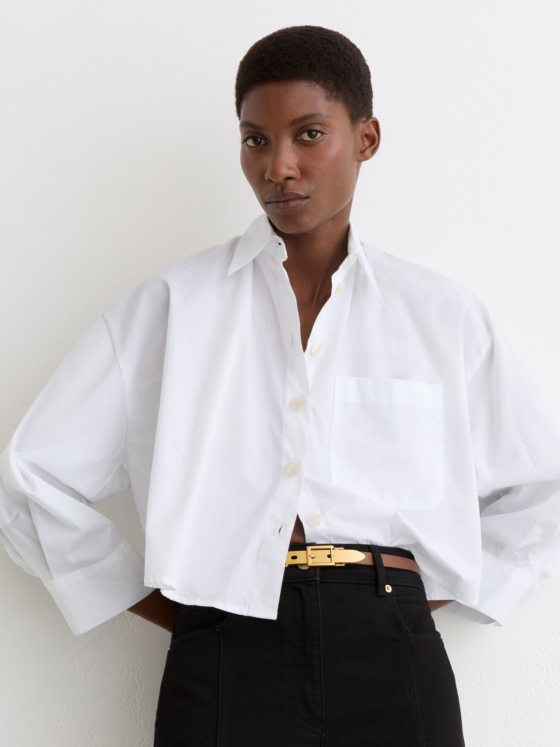 Leather Buckle-Hardware Belt in Tan - Image 1 of 4