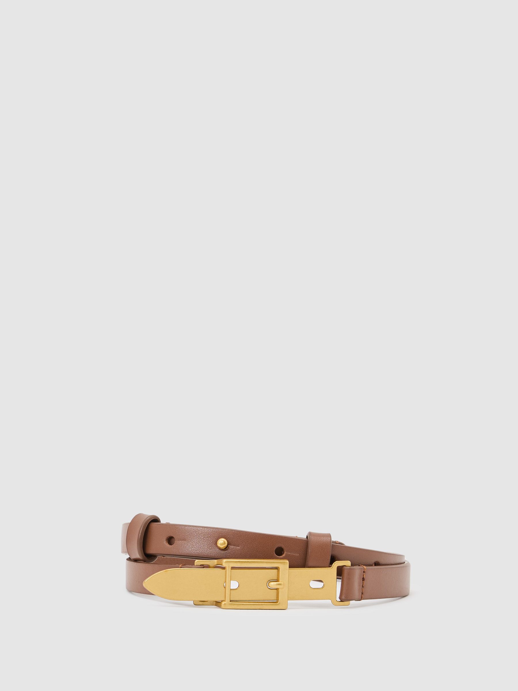 Leather Buckle-Hardware Belt in Tan - image 1