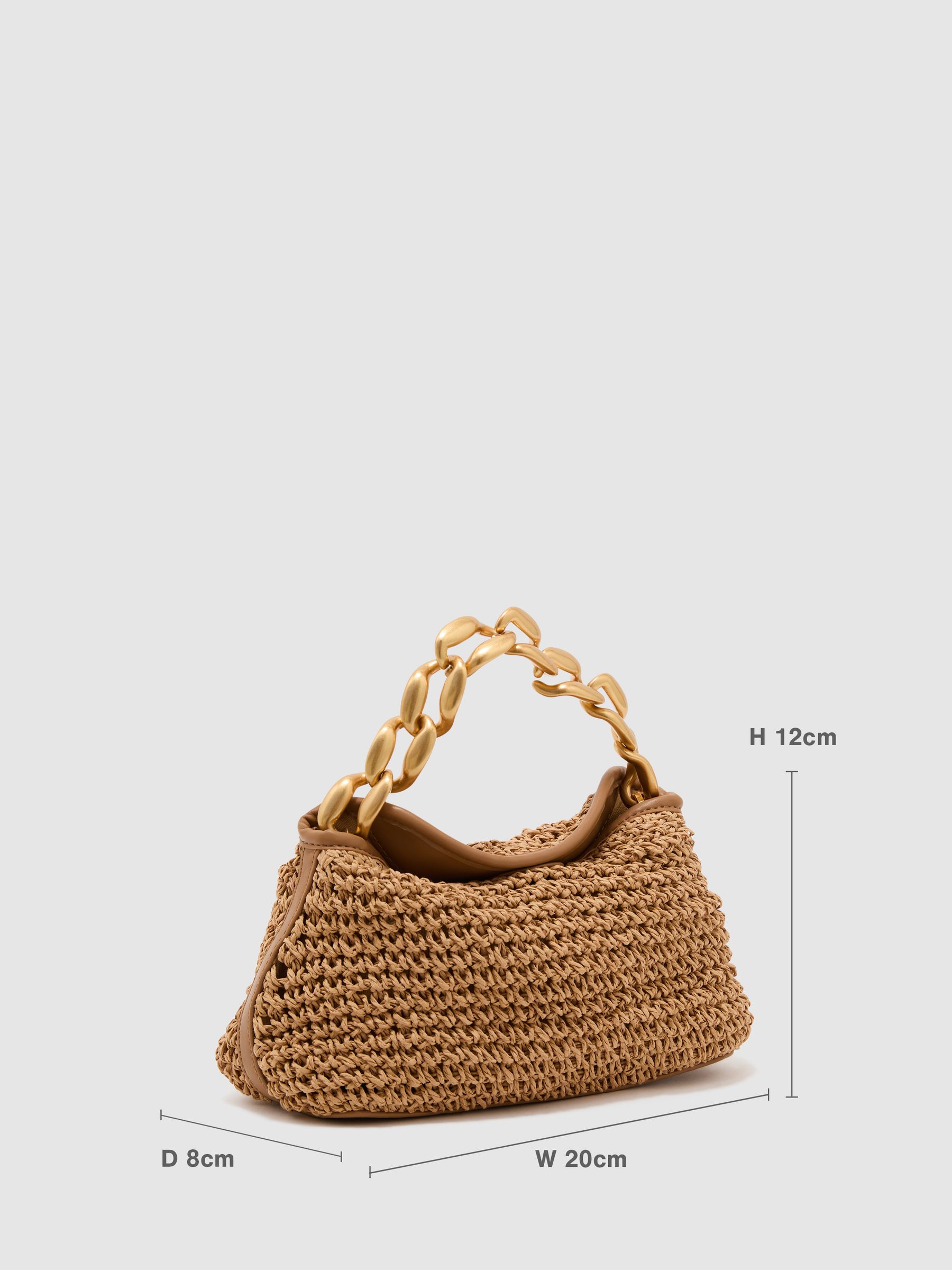 Raffia-Effect Chain Grab Bag in Natural - Image 3 of 6