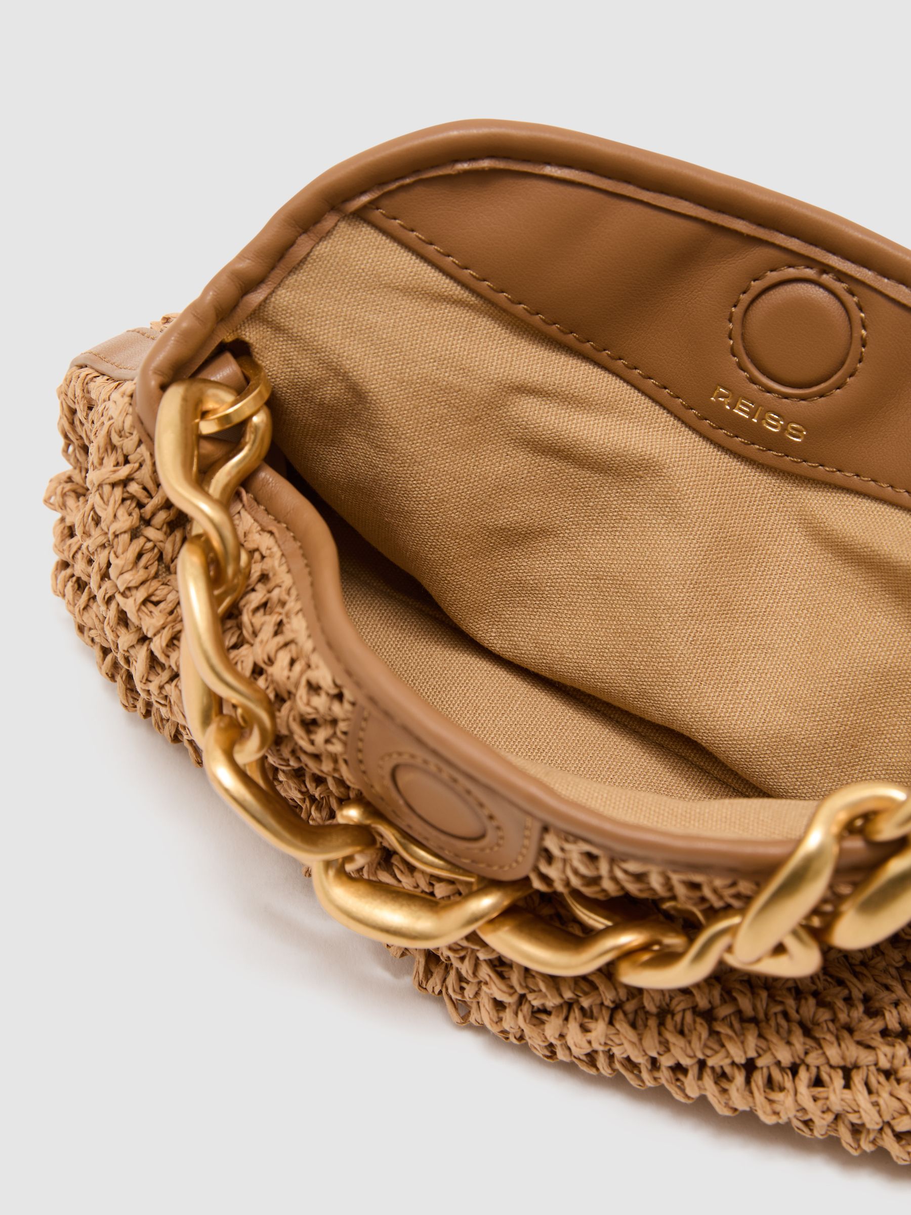 Raffia-Effect Chain Grab Bag in Natural - image 4