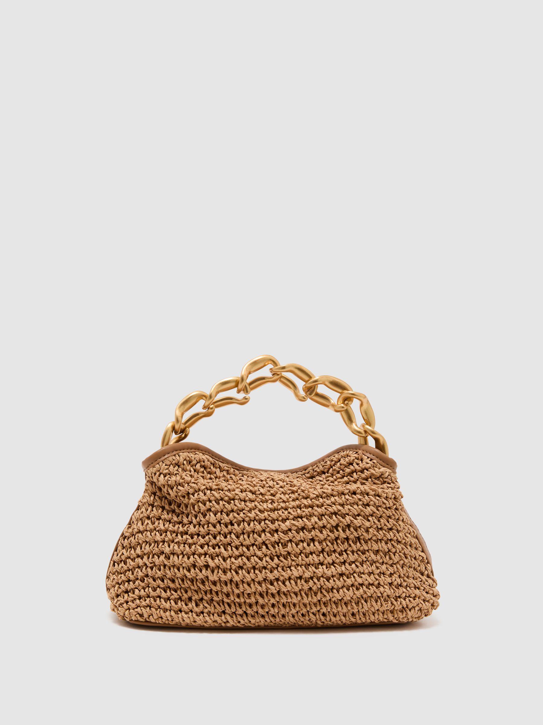 Raffia-Effect Chain Grab Bag in Natural - image 3