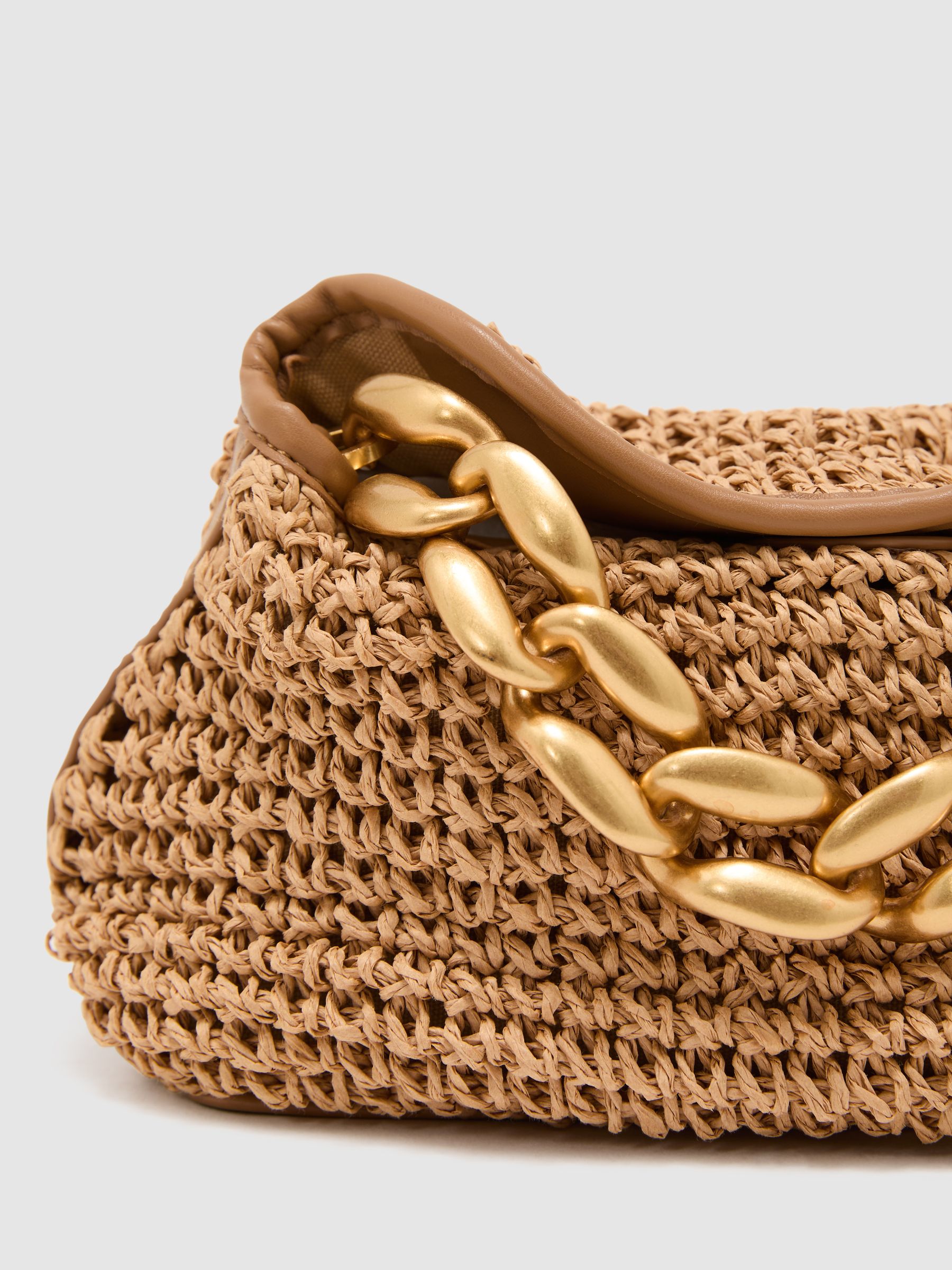 Raffia-Effect Chain Grab Bag in Natural - image 2
