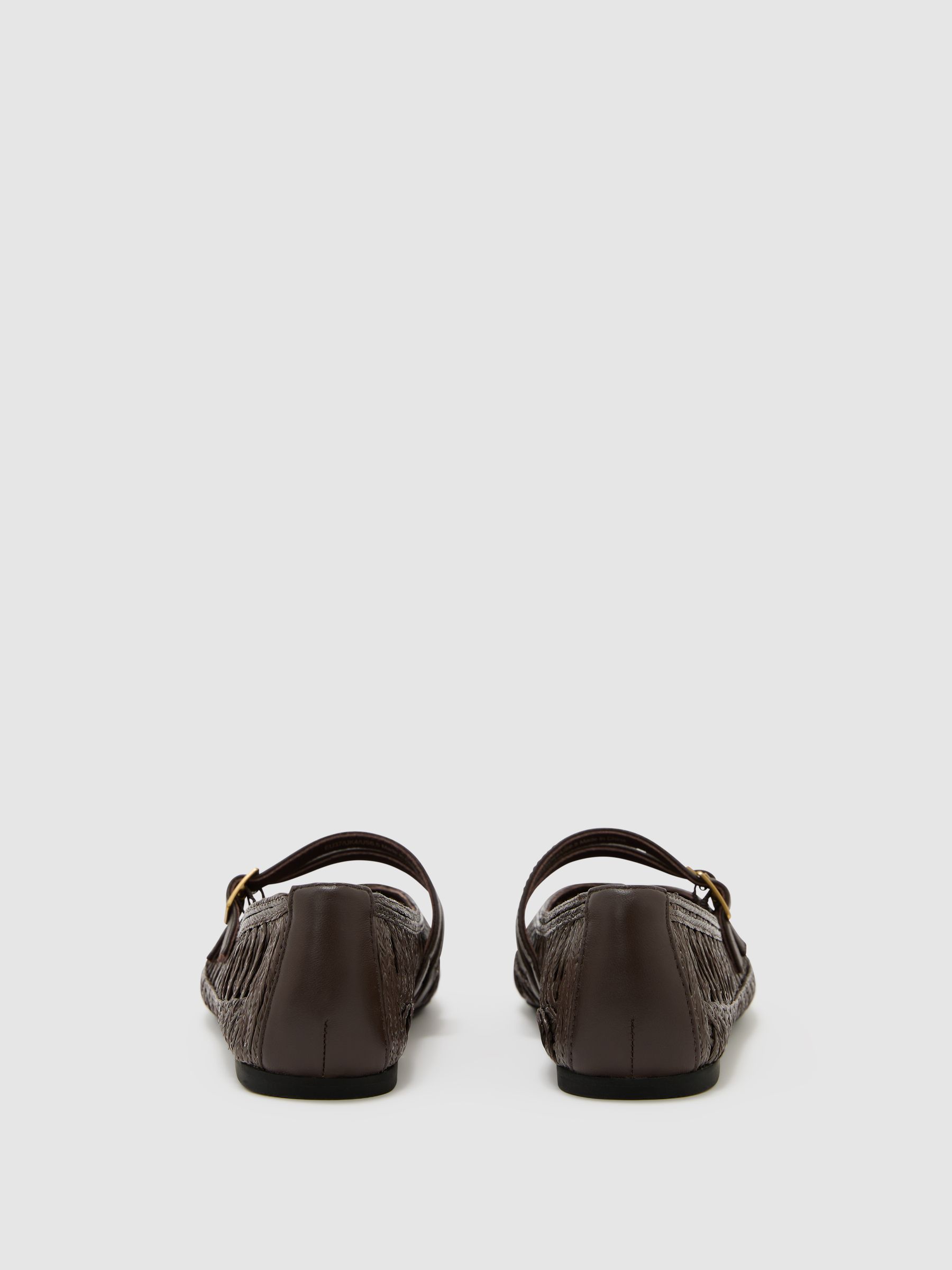 Woven Ballerina-Strap Flats in Chocolate - image 2